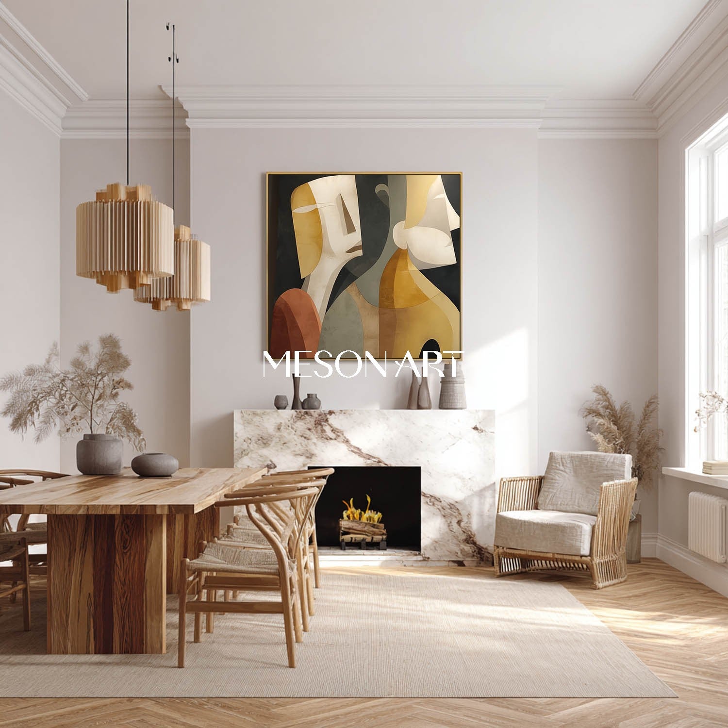 Picasso Style Modern Square Art Minimalist Abstract Couple Painting