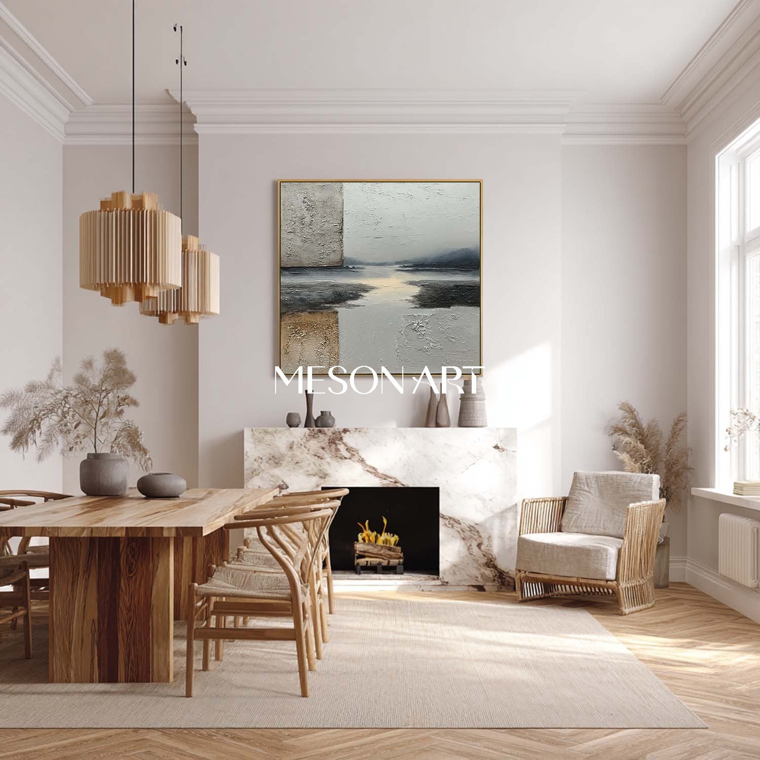 3D Gray Abstract Landscape Art Canvas On Sale Minimalist Wall Painting