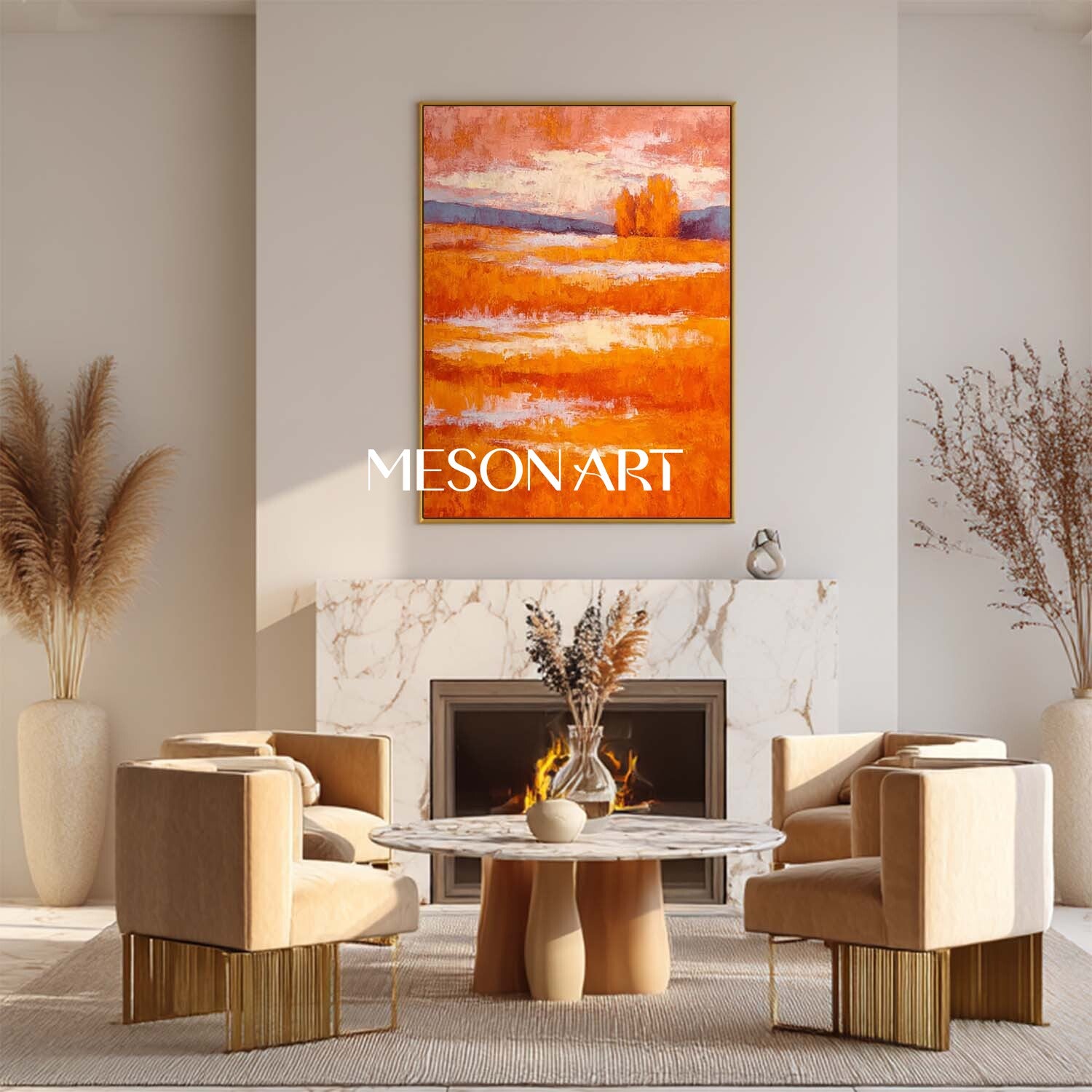 Fall Color Abstract Canvas Seasonal Wall Art for Fall Home Decor