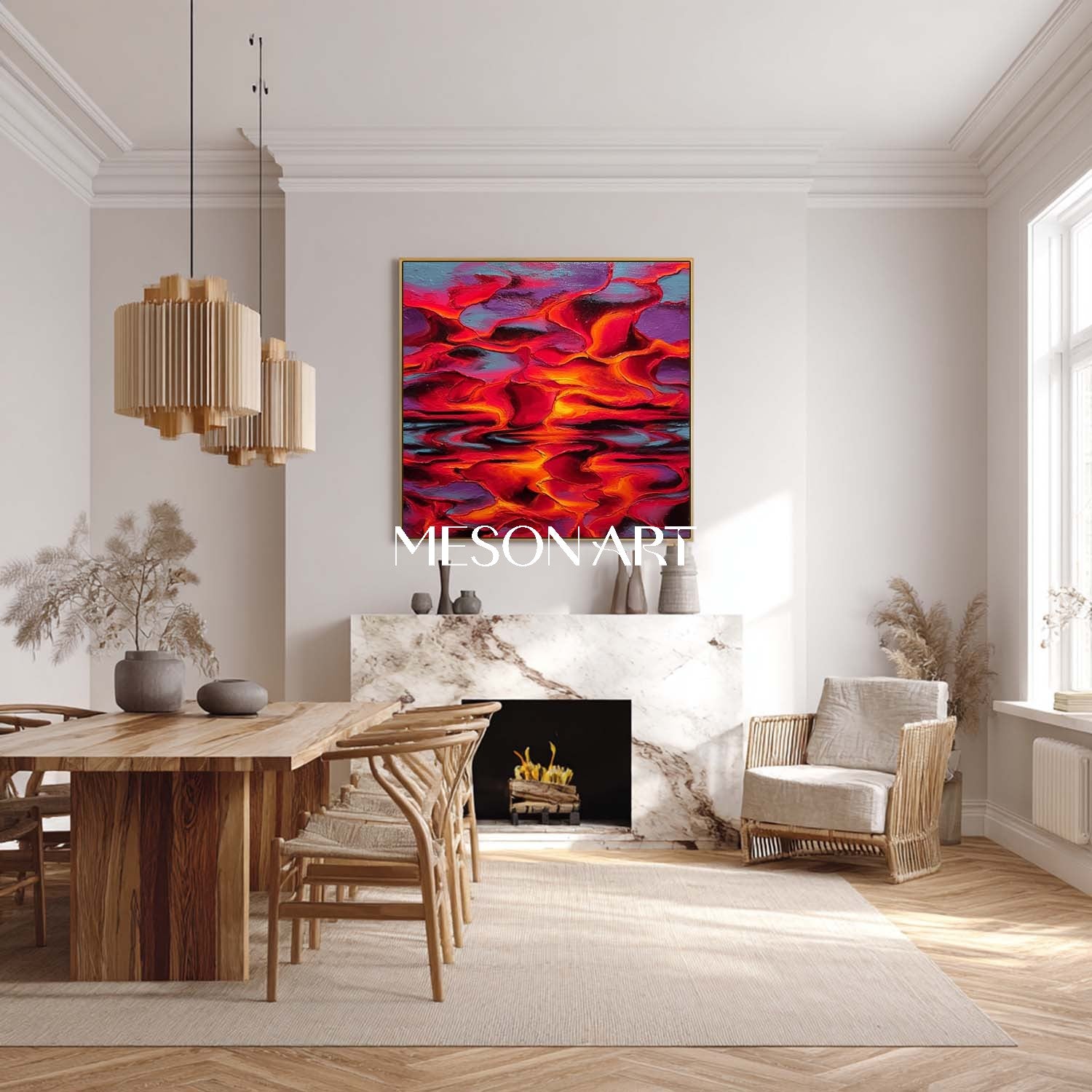 Bold Red Abstract Expressionist Painting Canvas for Contemporary Decor