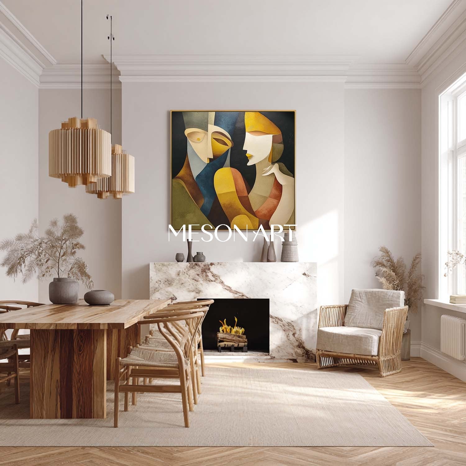 Original Textured Picasso Inspired Figures Colorful Wall Art On Sale