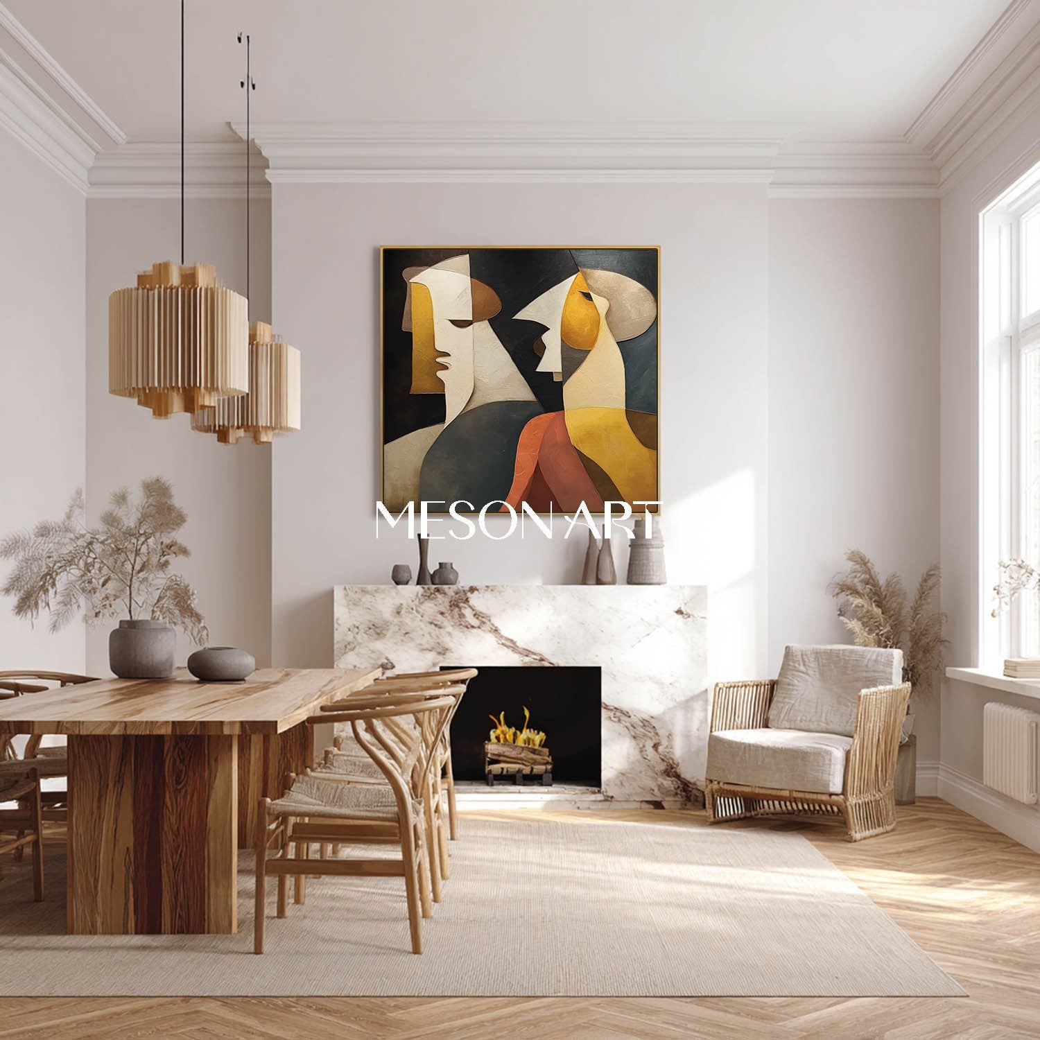 Buy Original Modern Abstract Black Gold Picasso Style Cubism Wall Art