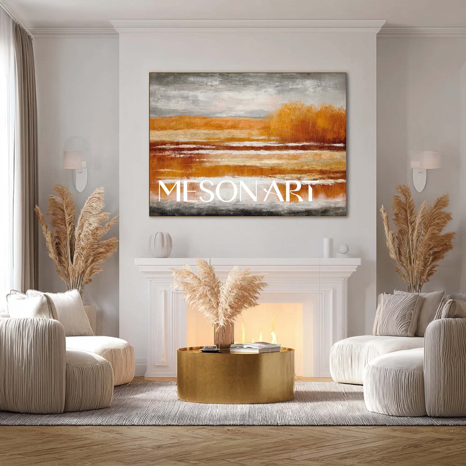 Fall Art Canvas Autumn Colors Abstract Painting for Living Room