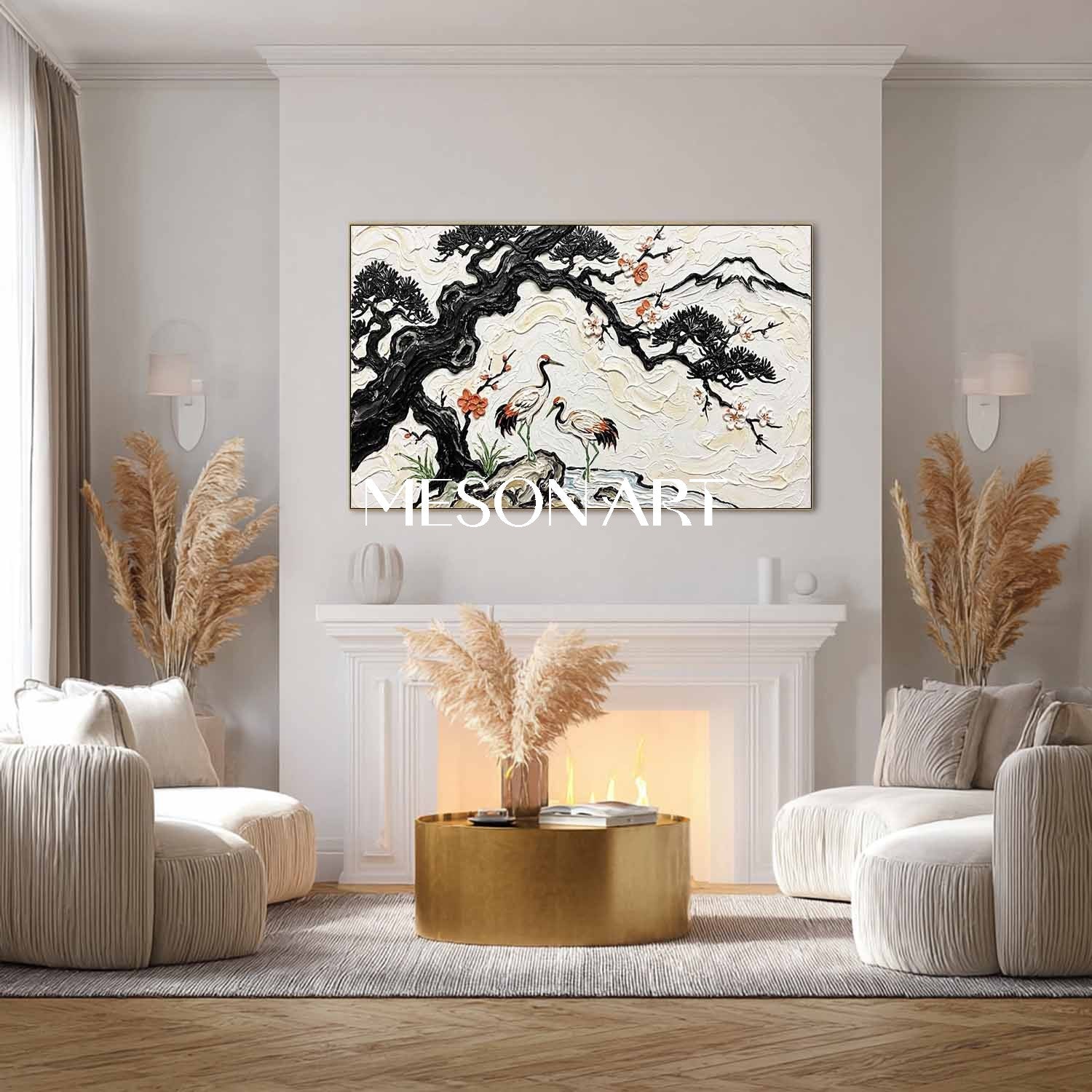 Japanese Ukiyo-e Inspired Oriental Zen Garden Decor Oriental Landscape Painting