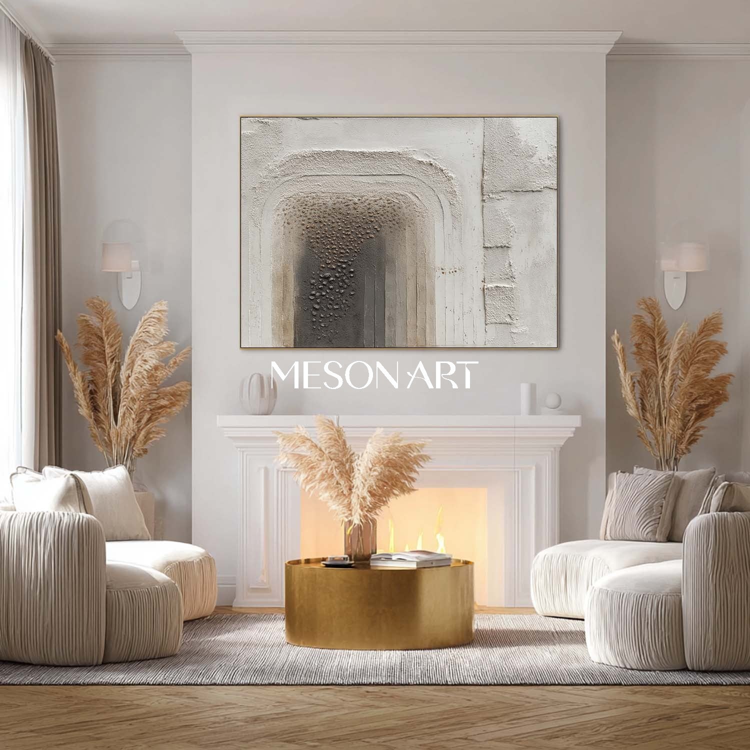 Wabi-Sabi Textured Wall Art Minimalist Handmade Painting Living Room