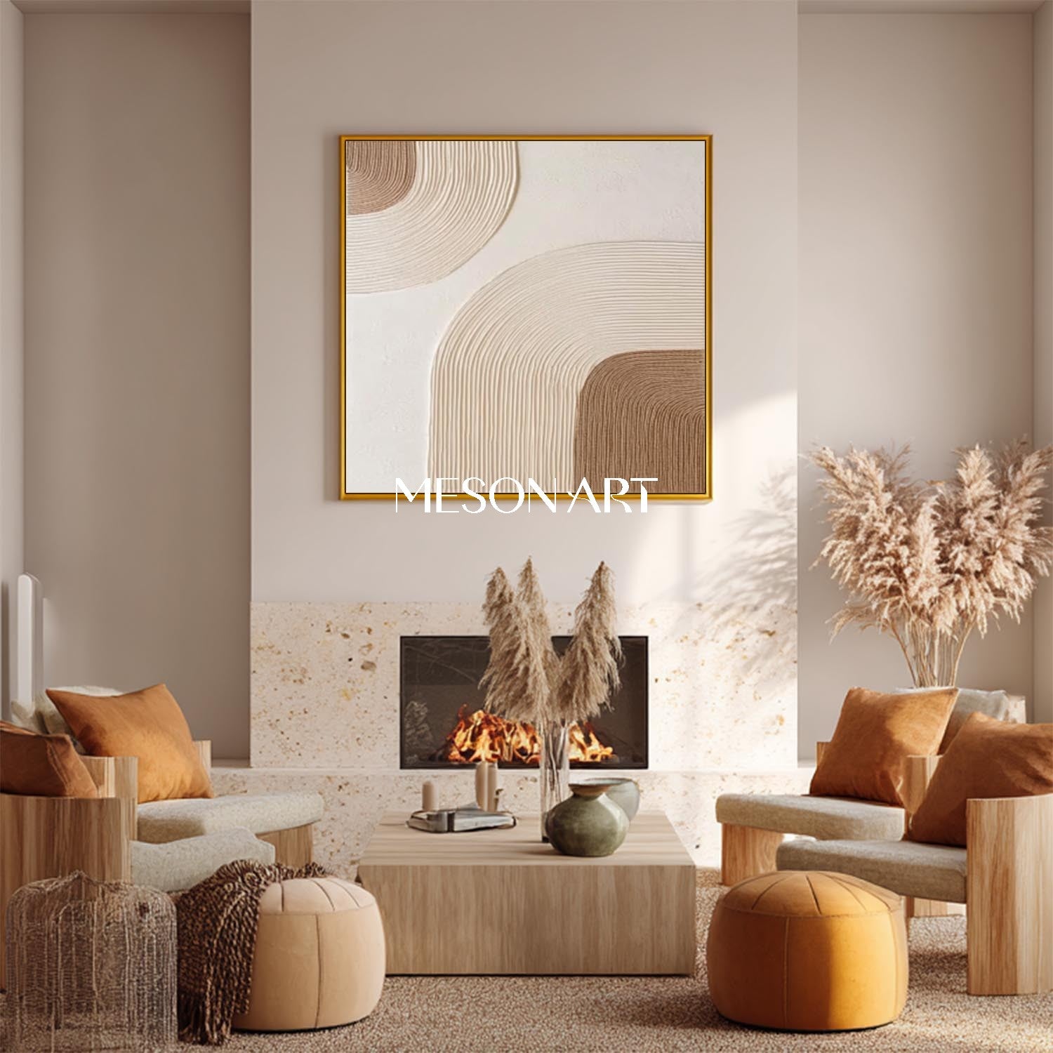Boho Canvas Art for Living Room – Handcrafted, Unique Wall Art