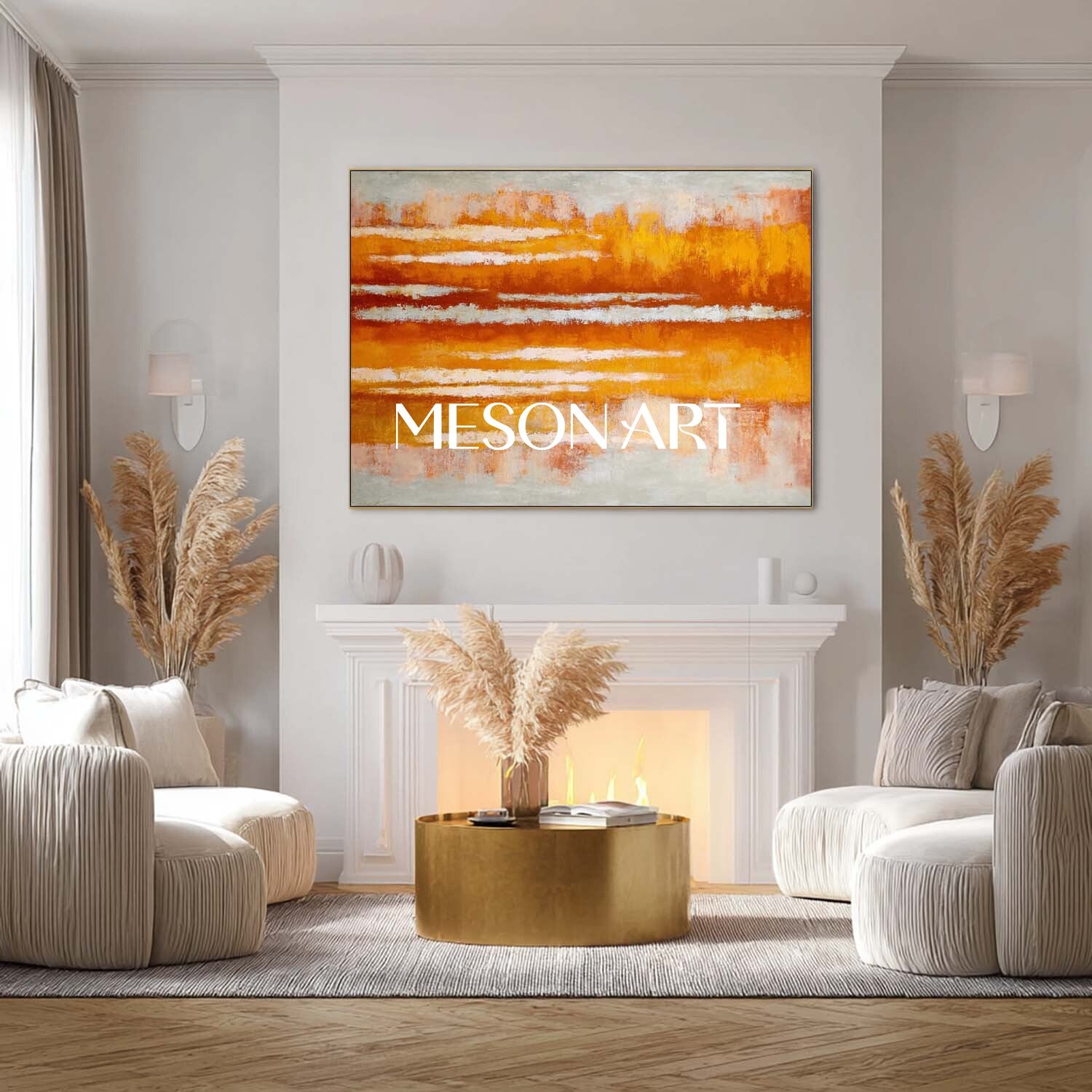 Abstract Nature Fall Colors Wall Art Contemporary Autumn Forest Canvas