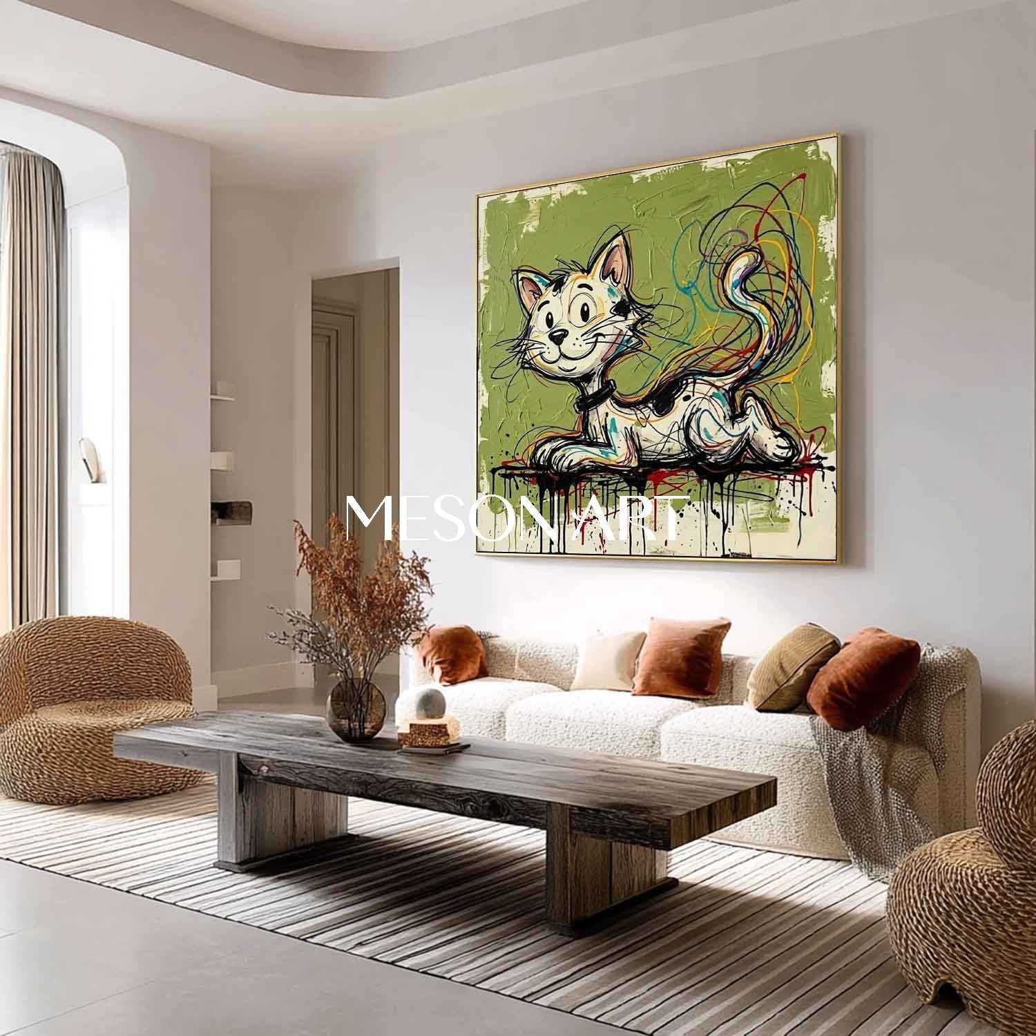 Square Pet Painting Plaster 3D Wall Art Contemporary Whimsical Pet Canvas Pop Artwork