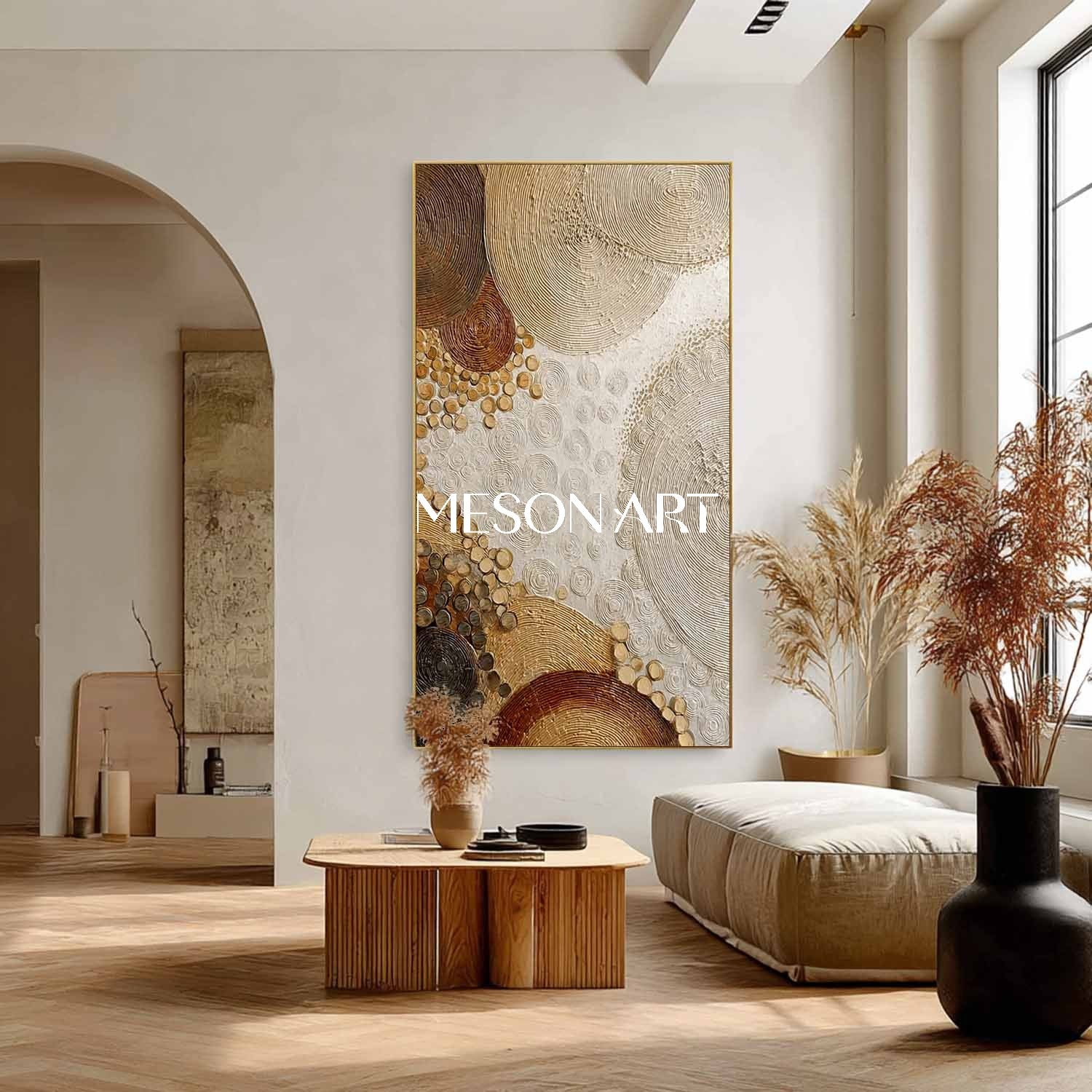 Large Boho Abstract Painting – Handmade Artwork for Modern Interiors