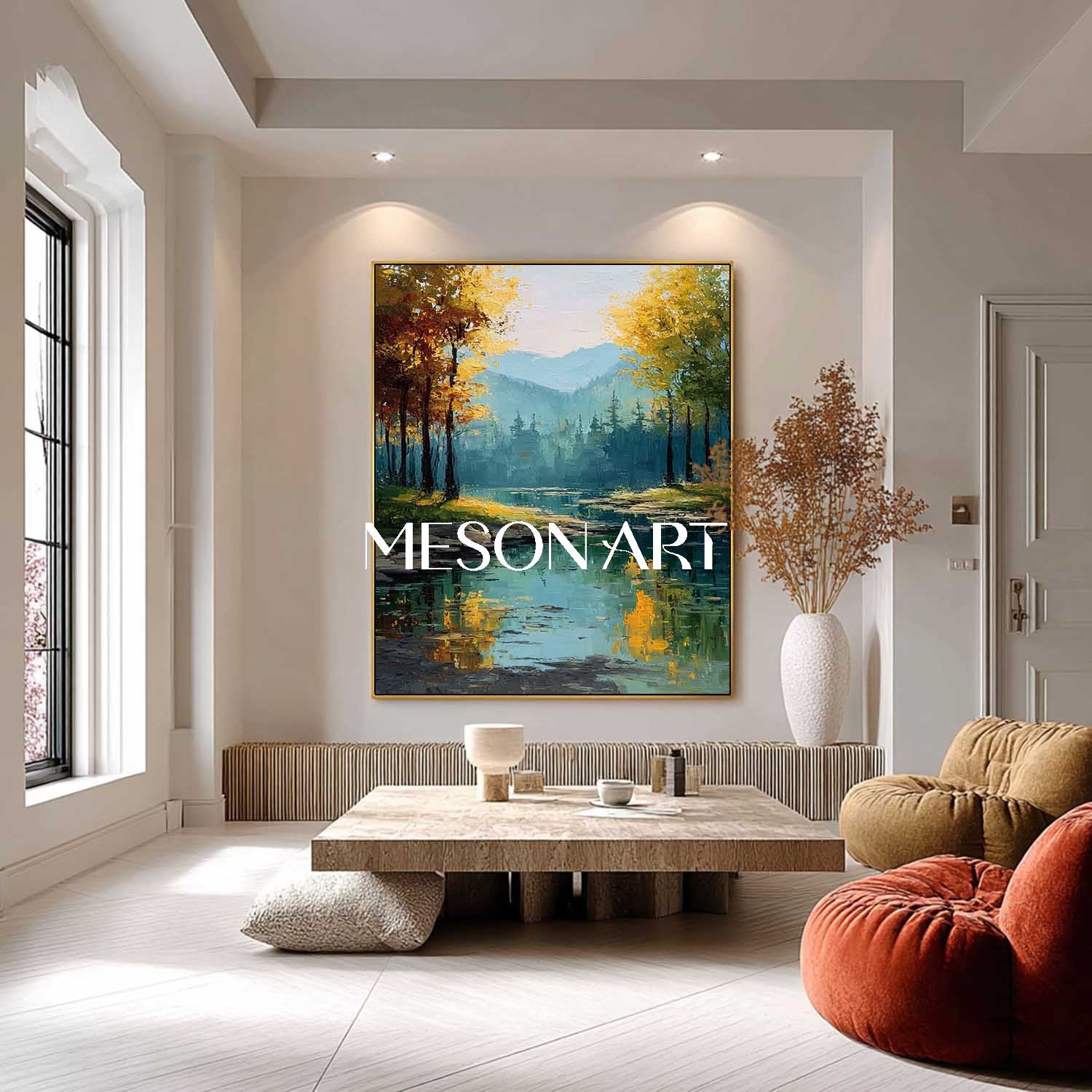 Vibrant Autumn Scene Canvas Unique Artwork for Your Living Room Walls
