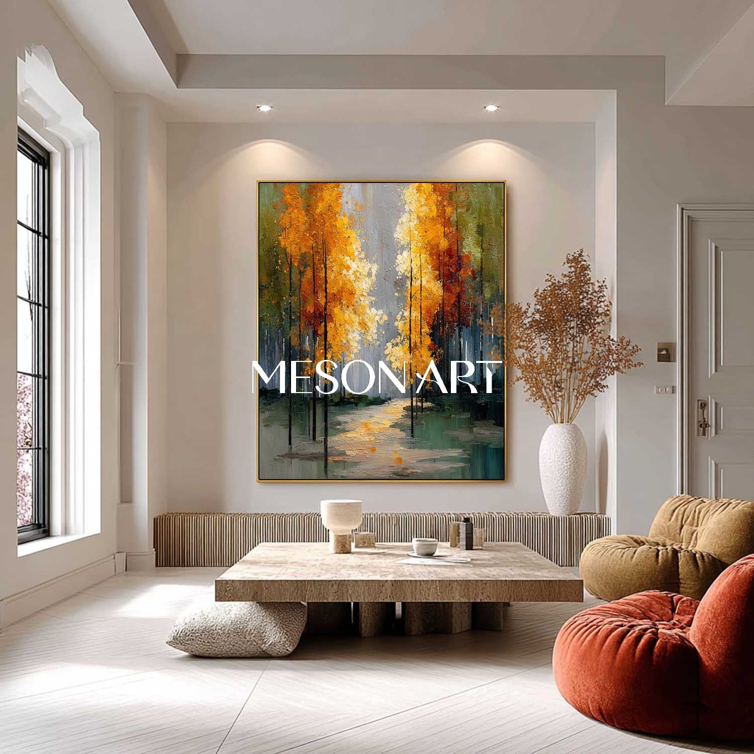 Shop Original Fall Landscape Art Hand Painted Canvas for Cozy Interior