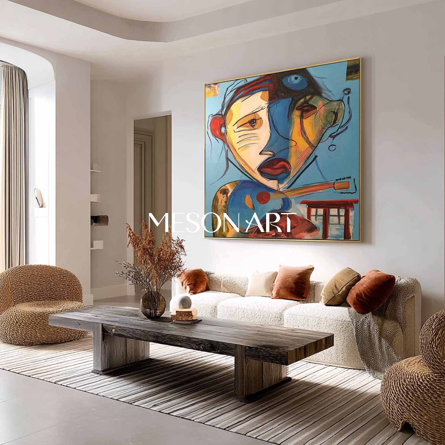 Guitarist Graffiti Abstract Art Canvas Picasso Style Abstract Painting