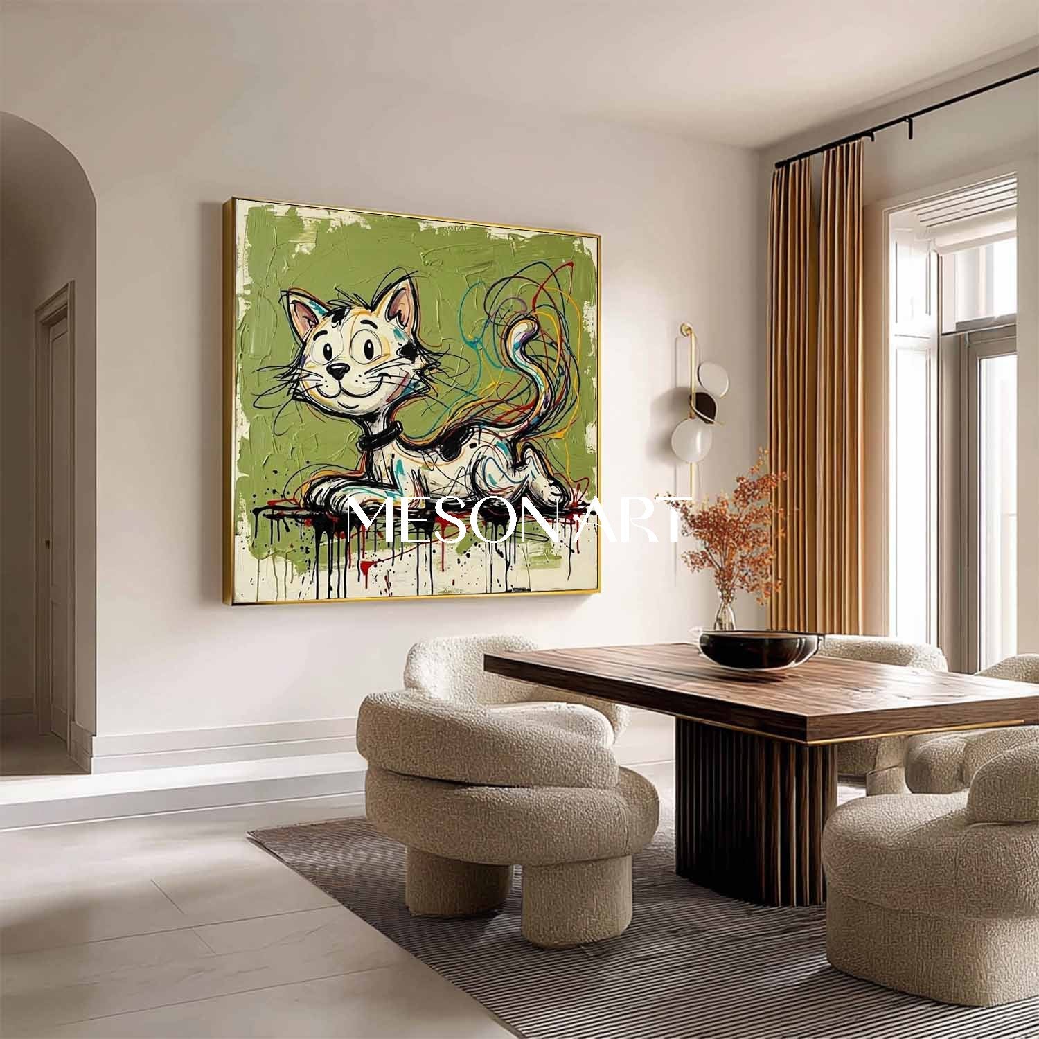 Square Pet Painting Plaster 3D Wall Art Contemporary Whimsical Pet Canvas Pop Artwork