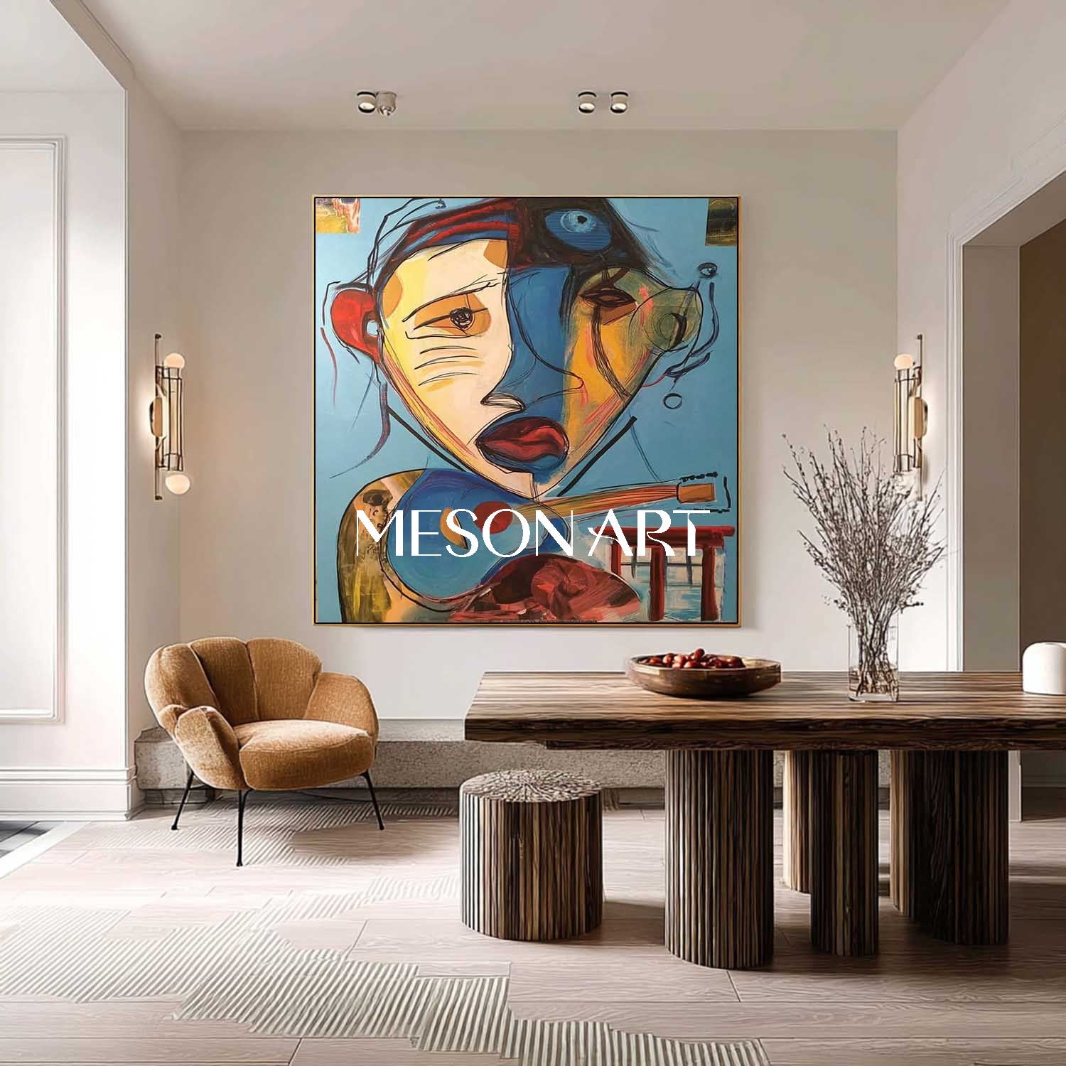 Guitarist Graffiti Abstract Art Canvas Picasso Style Abstract Painting