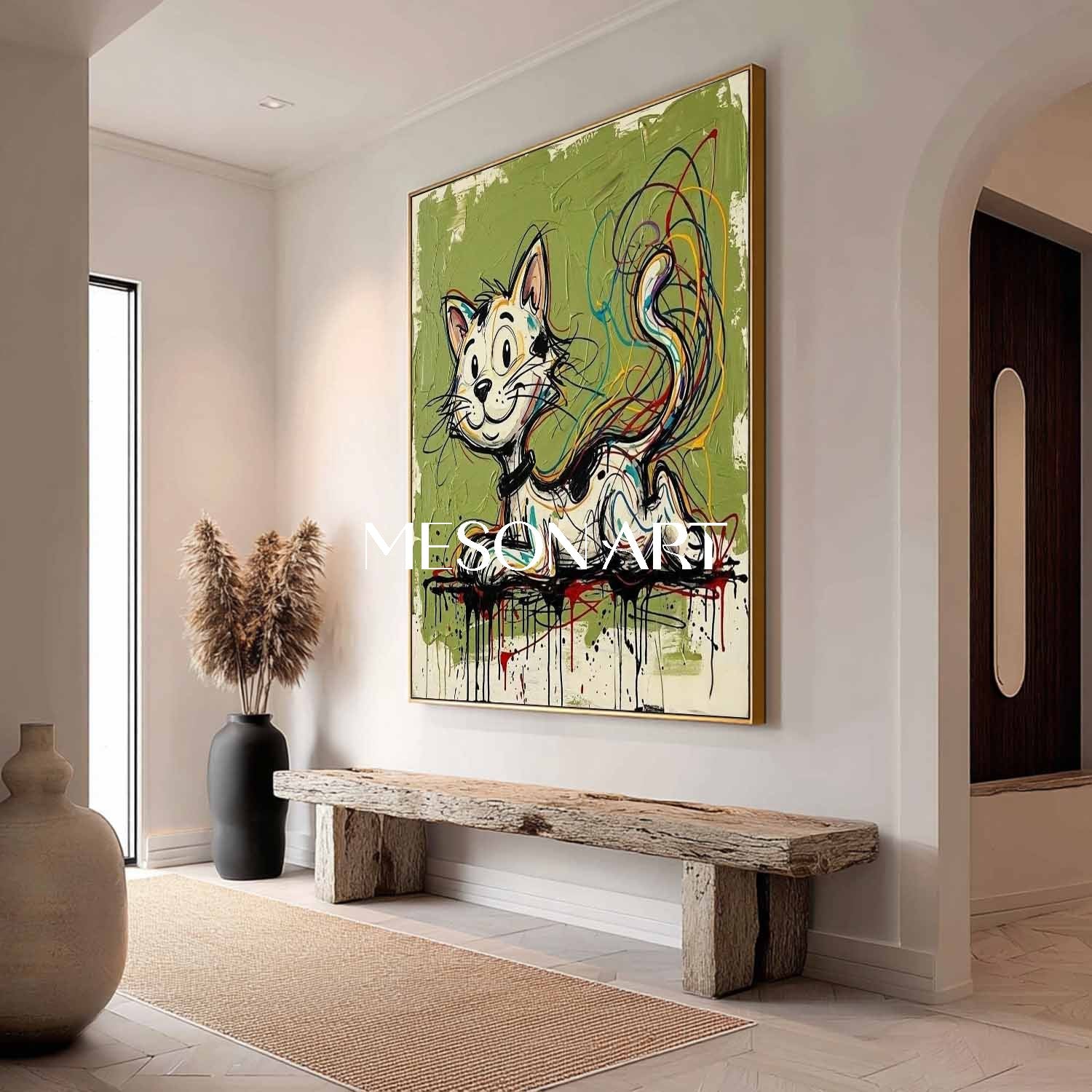 Square Pet Painting Plaster 3D Wall Art Contemporary Whimsical Pet Canvas Pop Artwork