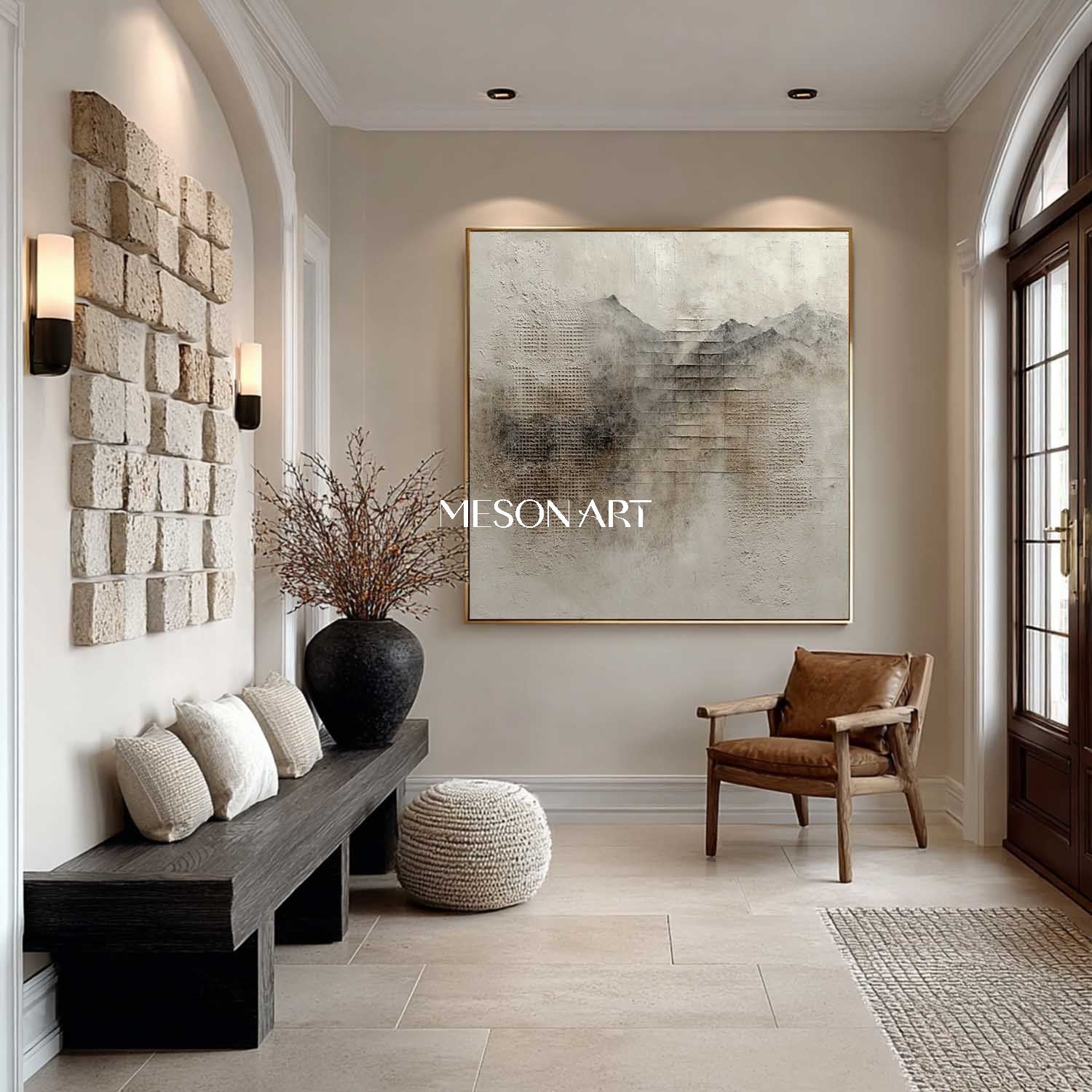 Contemporary Earthy Abstract Canvas Art for Sale Wabi Sabi Art Light Grey Landscape Texture Painting