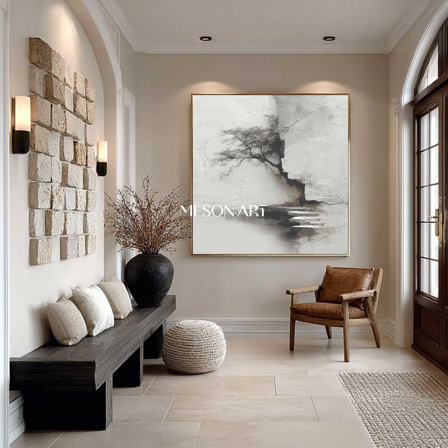 Modern ink landscape painting Black and white wabi-sabi art Landscape Japanese painting