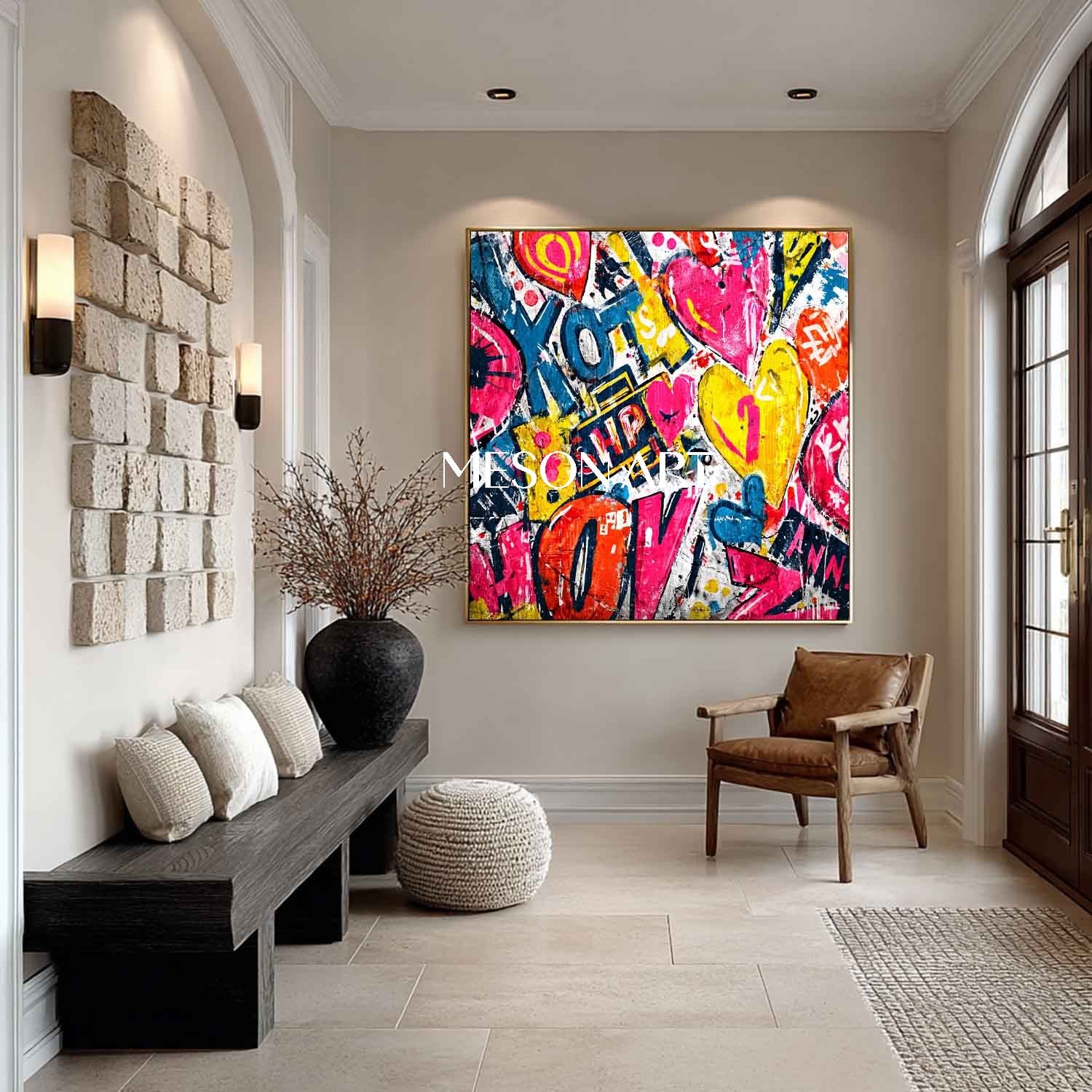 Large Love Graffiti Street Abstract Canvas Art Love Graffiti Home Art Decoration For Sale
