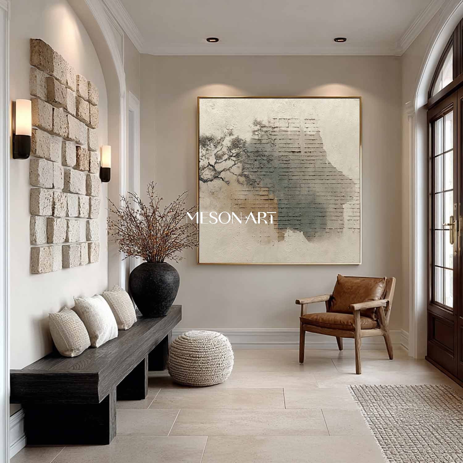 Brown abstract painting Light brown textured canvas art for sale Wabi-sabi art decoration ideas