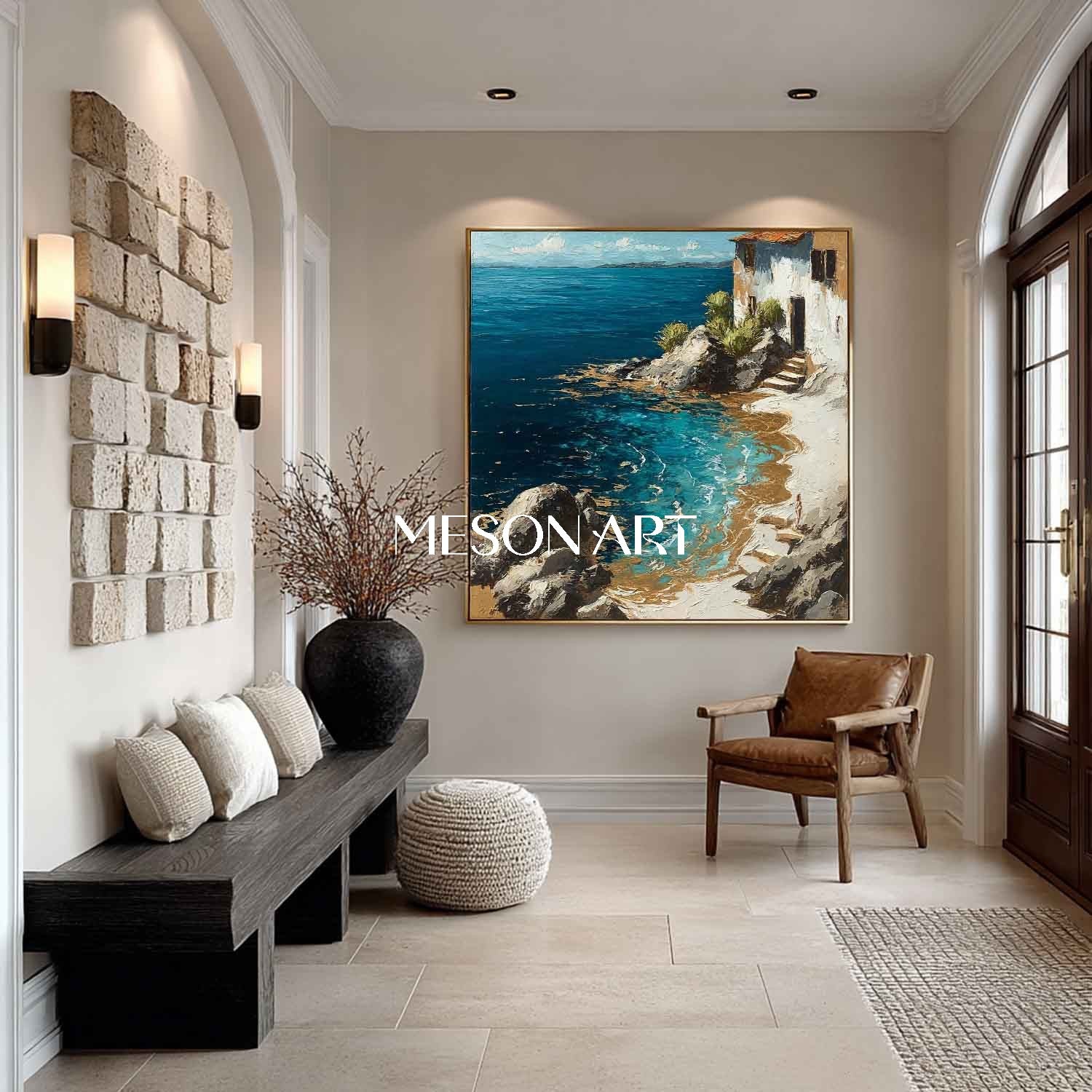 Beach Theme Wall Decor For Coastal Interiors Seaside Painting For Entryway Sea Wall Decor