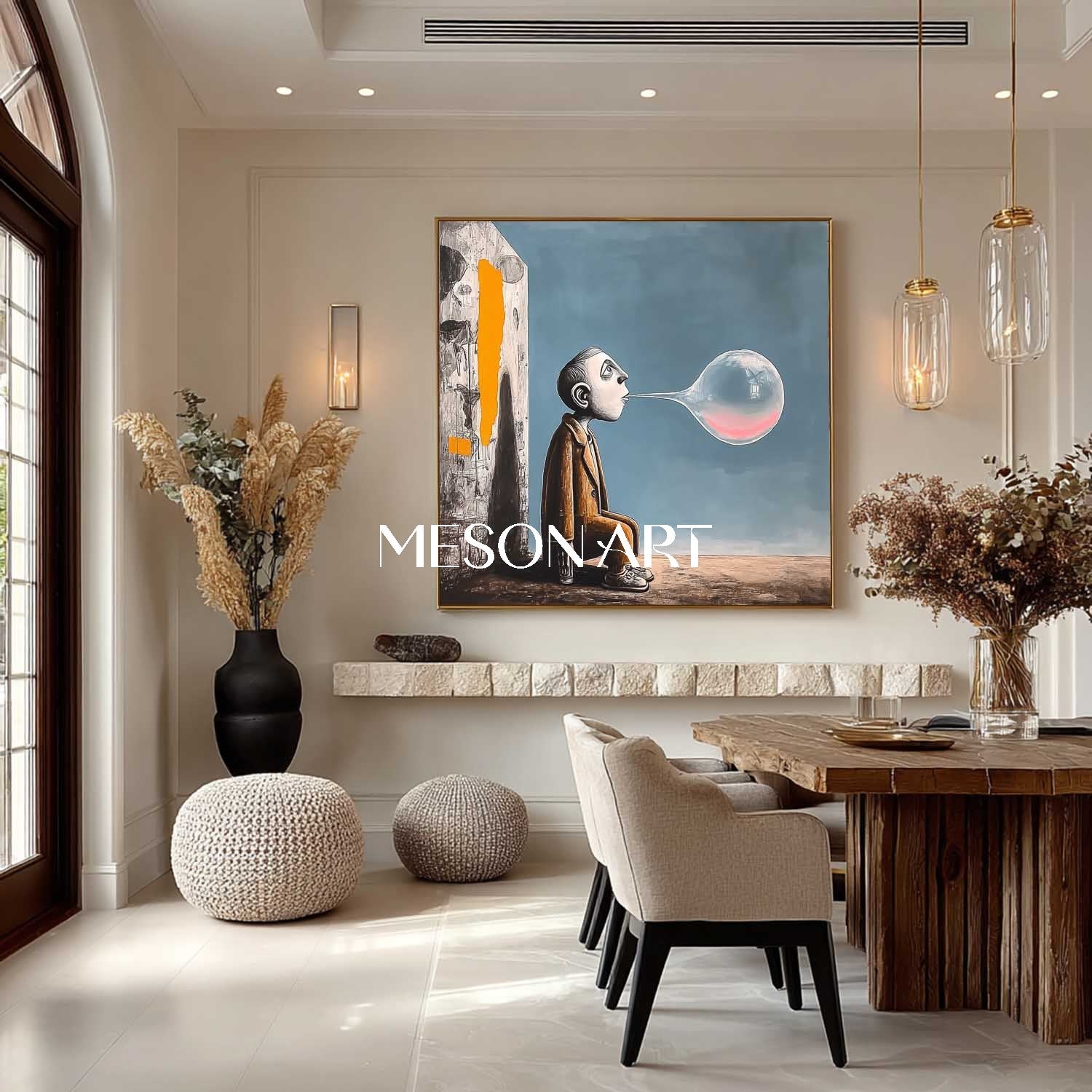Solitary Bubblegum Moment – Surreal Abstract Art for Modern Spaces