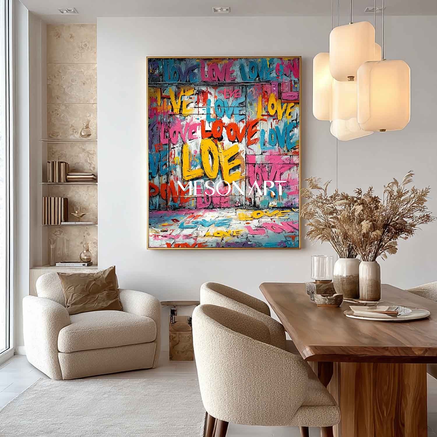 LOVE Graffiti Abstract Canvas Art New House Wall Decoration Ideas Valentine's Day LOVE Artwork Gift