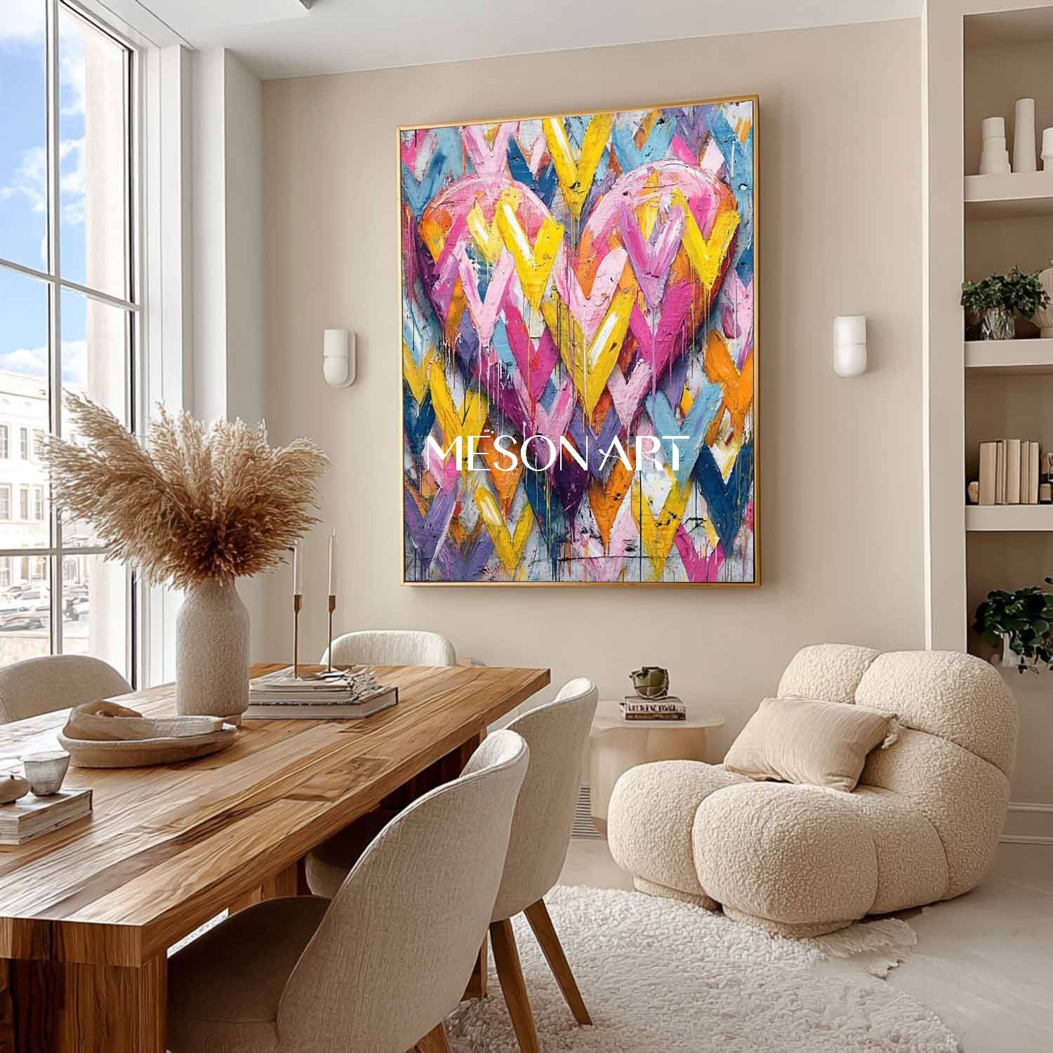 Heart shaped graffiti abstract canvas art Heart shaped wall decoration ideas Valentine's day heart gift