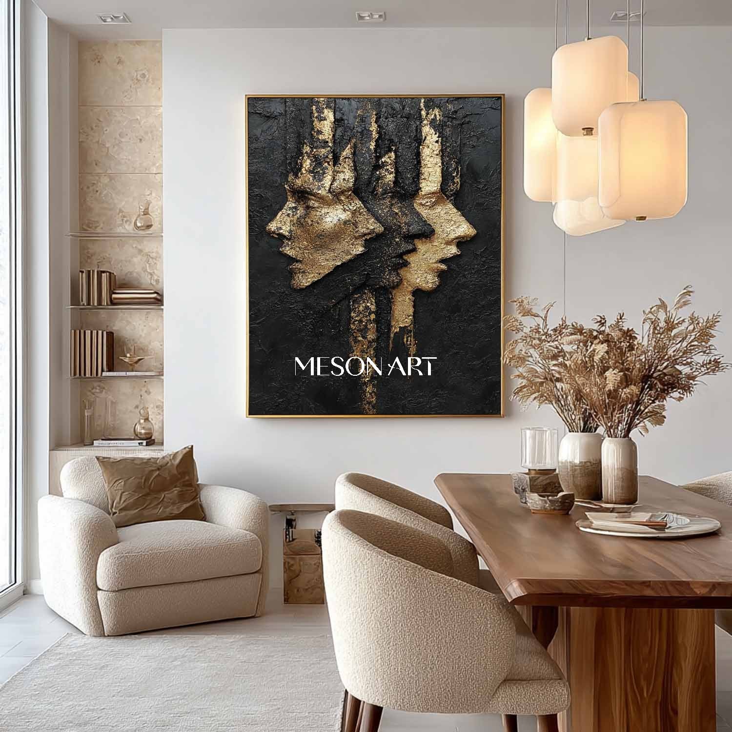 Black and gold elegant lady portrait abstract art Elegant lady portrait wall art decoration ideas