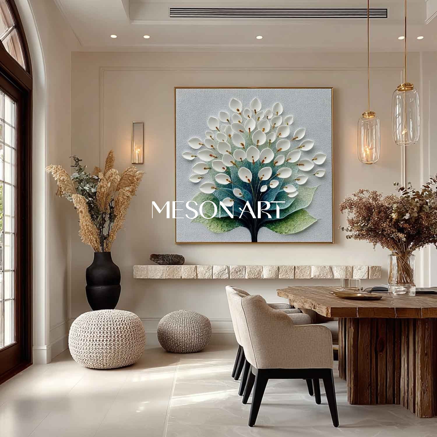 Modern Abstract Botanical Wall Art for Entryway Oil Painted Floral Artwork Floral Wall Art for Sale