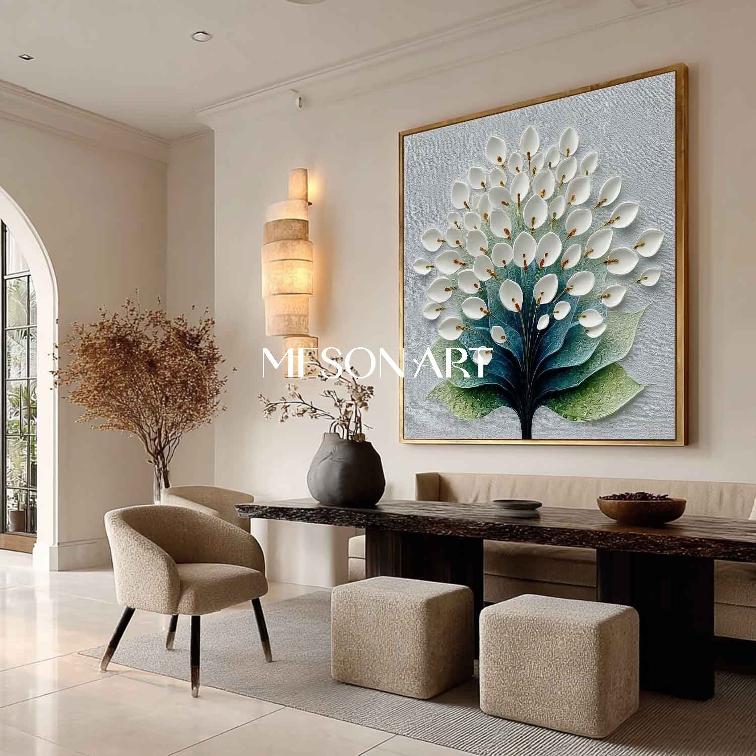 Modern Abstract Botanical Wall Art for Entryway Oil Painted Floral Artwork Floral Wall Art for Sale