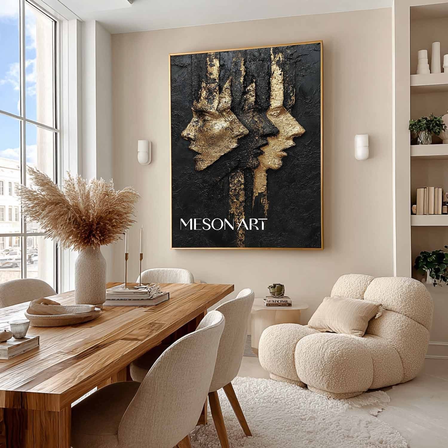 Black and gold elegant lady portrait abstract art Elegant lady portrait wall art decoration ideas