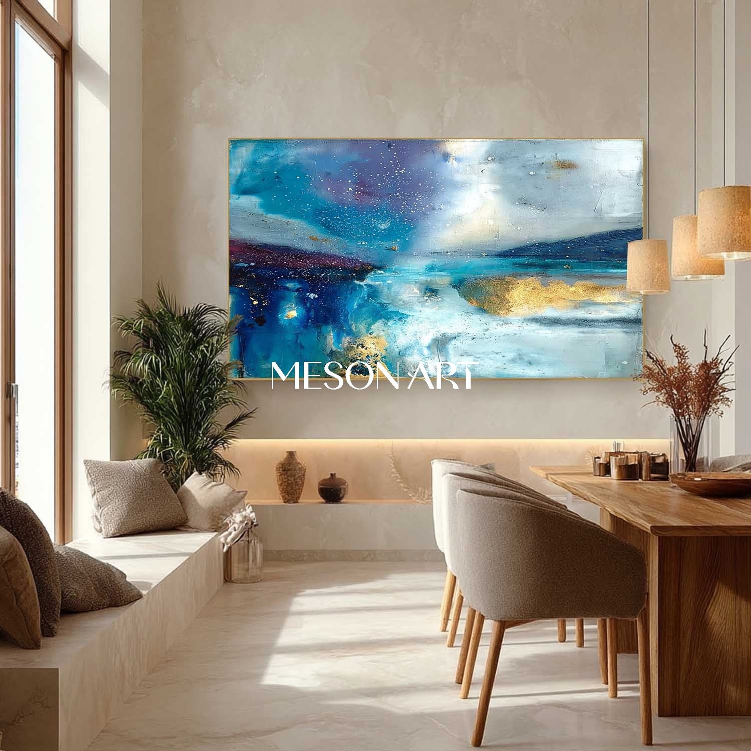 Large Wall Abstract Blue Texture Canvas Painting Blue Abstract Art