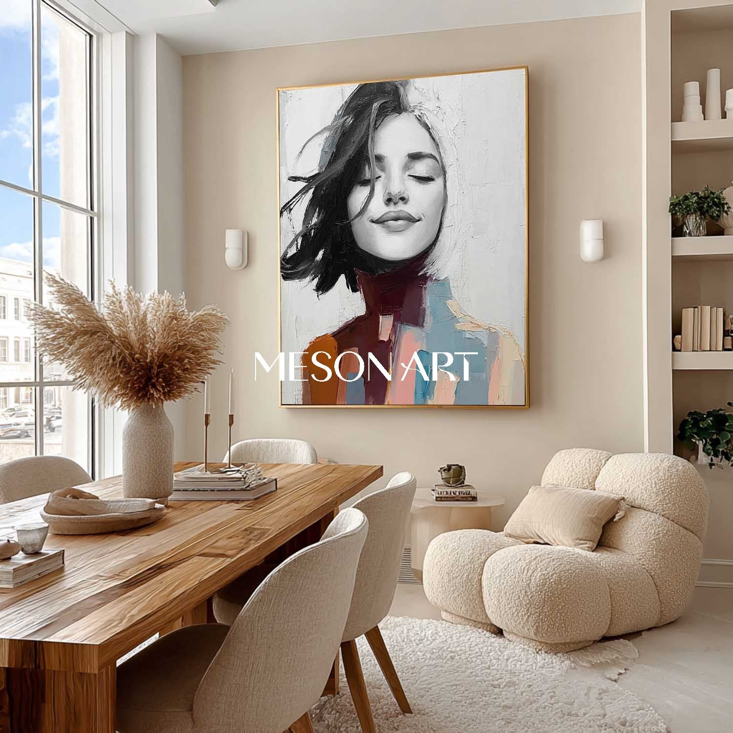 Surreal Female Portrait Painting – Dreamlike Woman’s Face Canvas Art | Mesonart