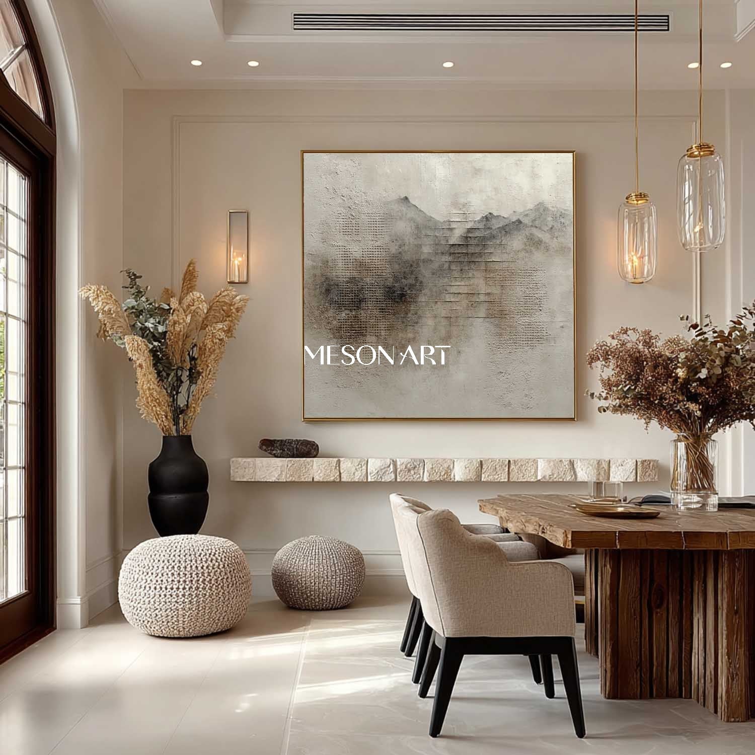 Contemporary Earthy Abstract Canvas Art for Sale Wabi Sabi Art Light Grey Landscape Texture Painting