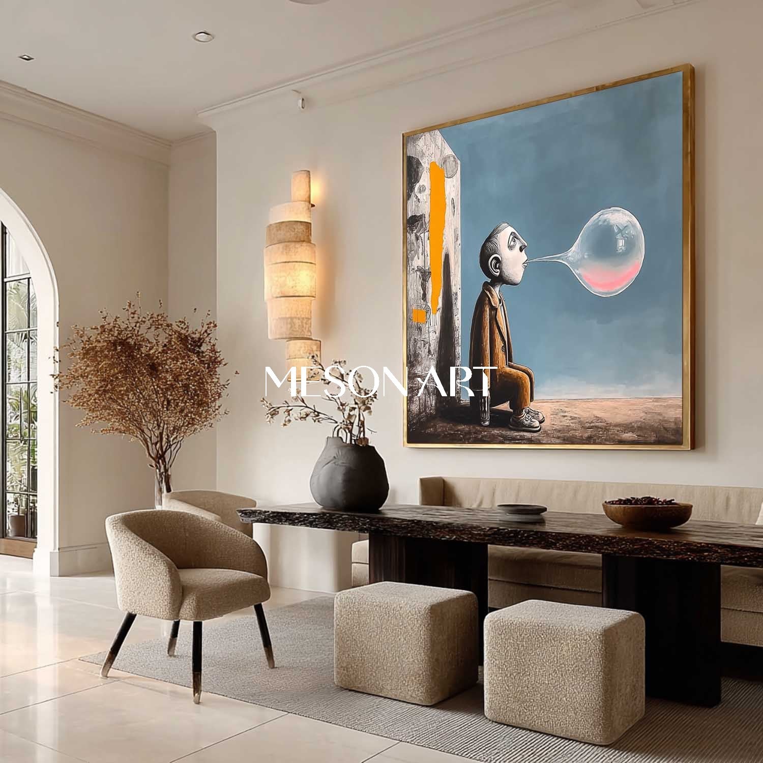 Solitary Bubblegum Moment – Surreal Abstract Art for Modern Spaces