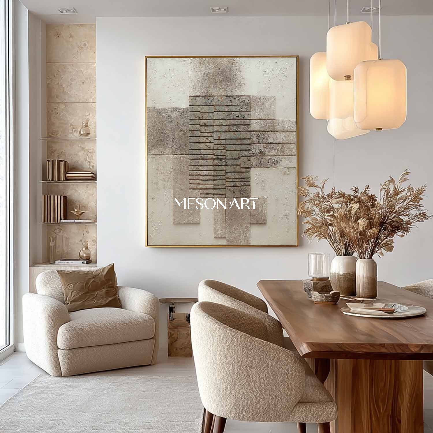 Wabi-sabi wall art decor Light earth tone abstract canvas art for sale Earth tone texture painting