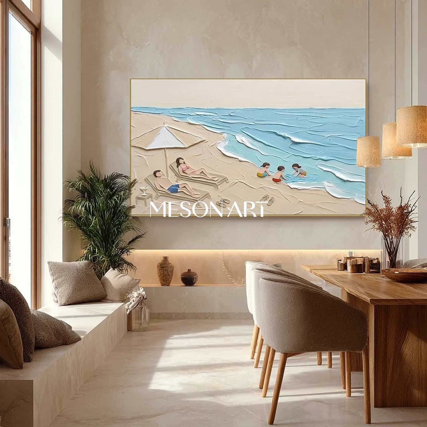 Beach And Sand Art Family Beach Painting Modern Minimalist Wall Decor