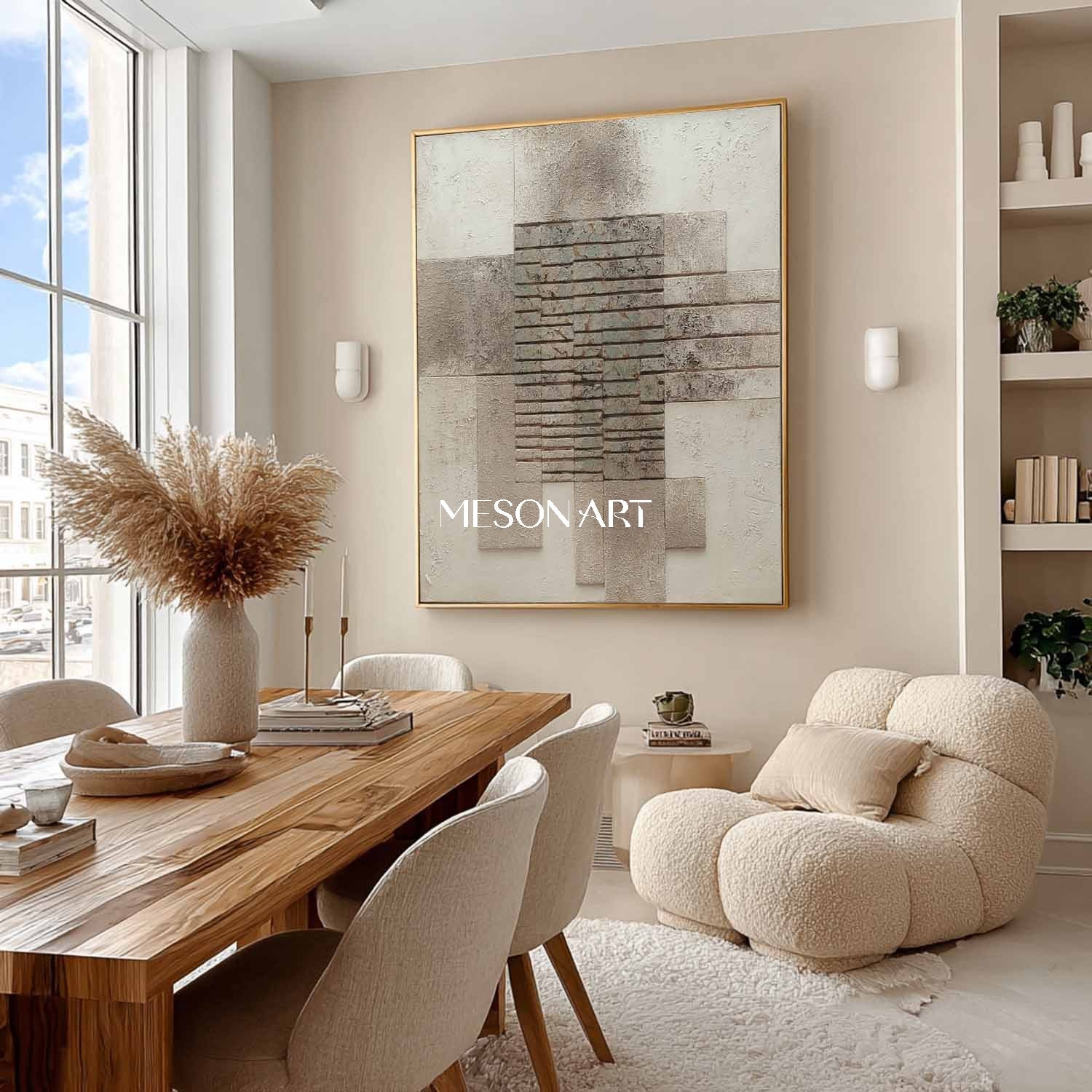 Wabi-sabi wall art decor Light earth tone abstract canvas art for sale Earth tone texture painting