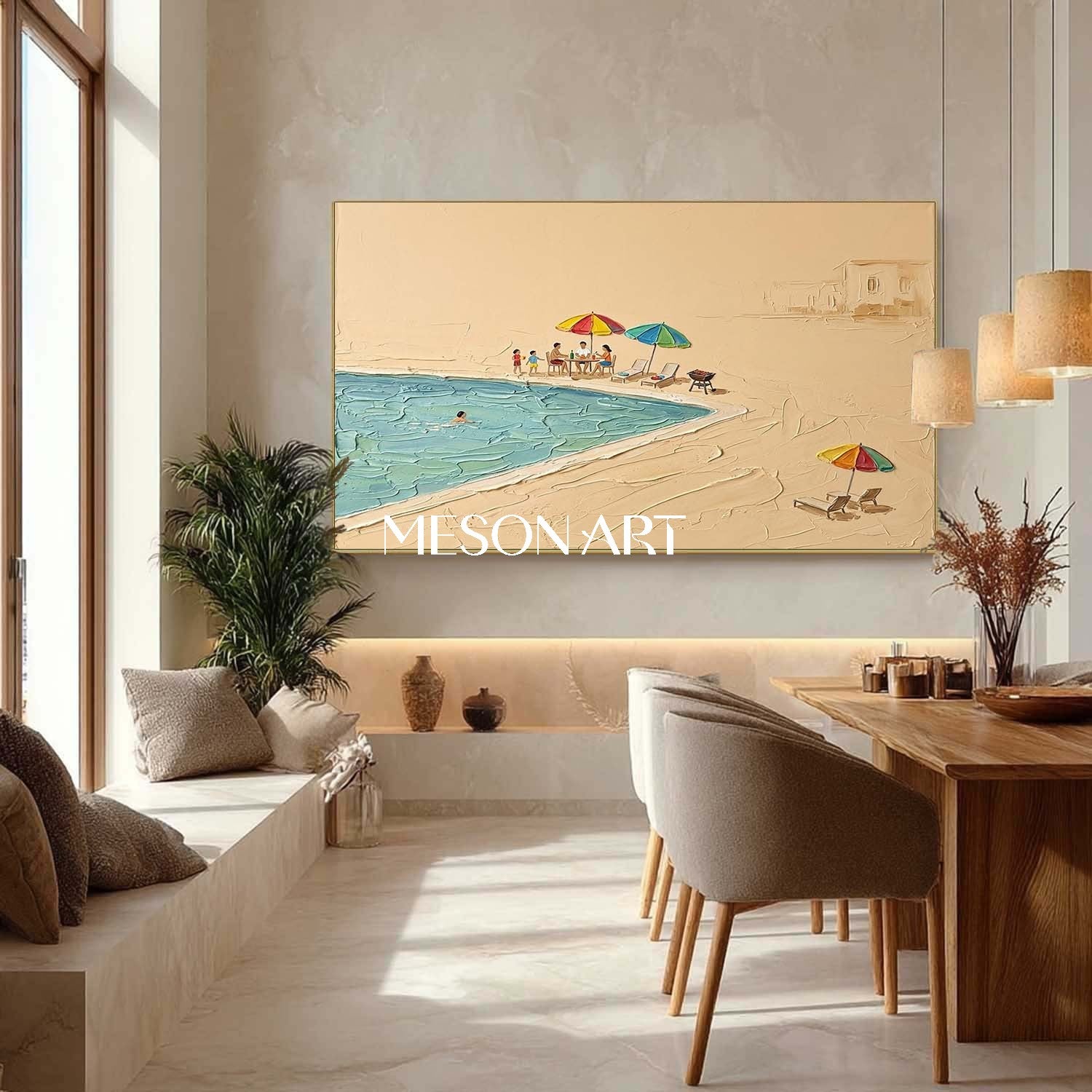 Large Canvas Art Beach Themed Art Desert Coastal Village Art Gallery Quality Decor Art