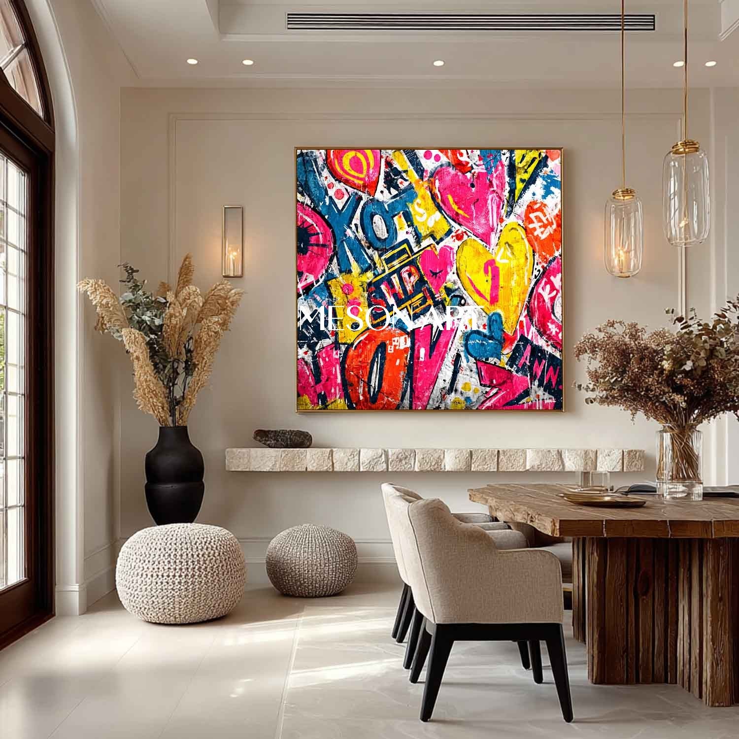 Large Love Graffiti Street Abstract Canvas Art Love Graffiti Home Art Decoration For Sale