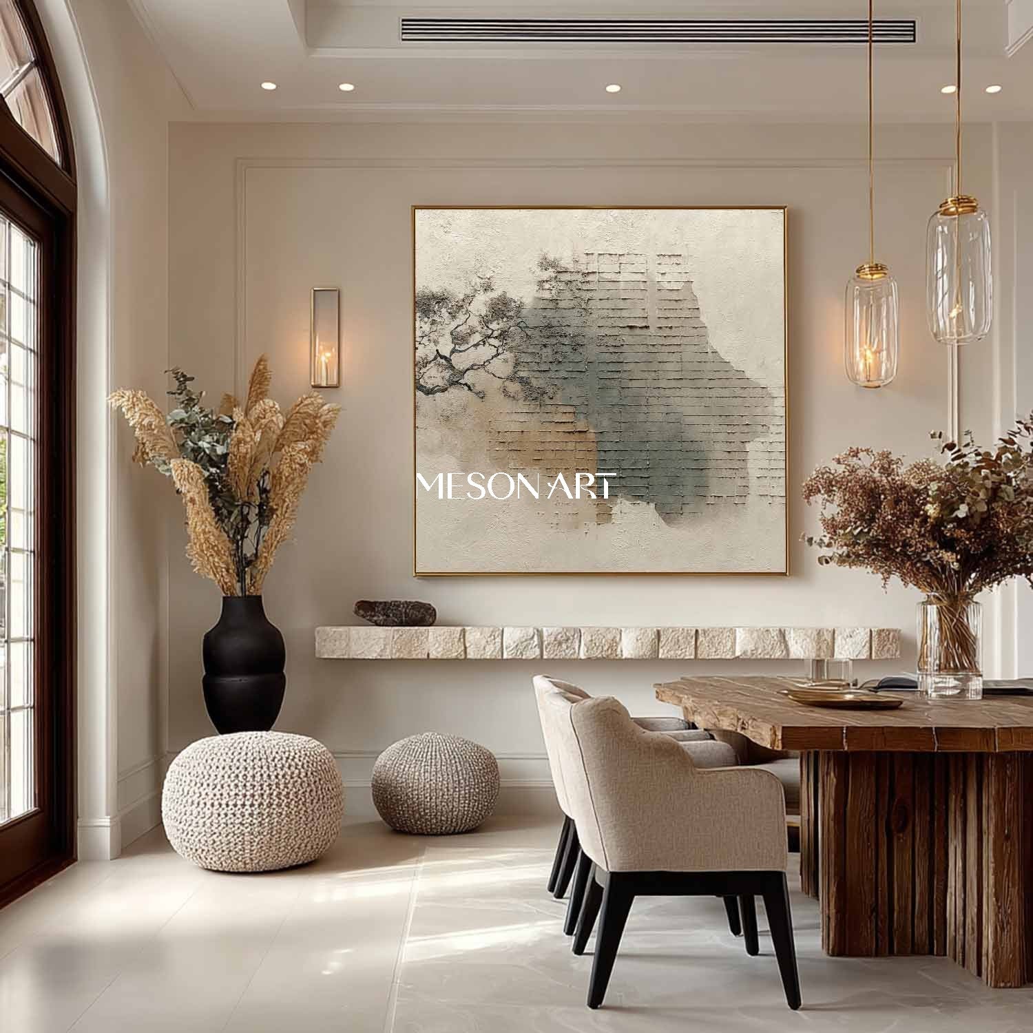 Brown abstract painting Light brown textured canvas art for sale Wabi-sabi art decoration ideas