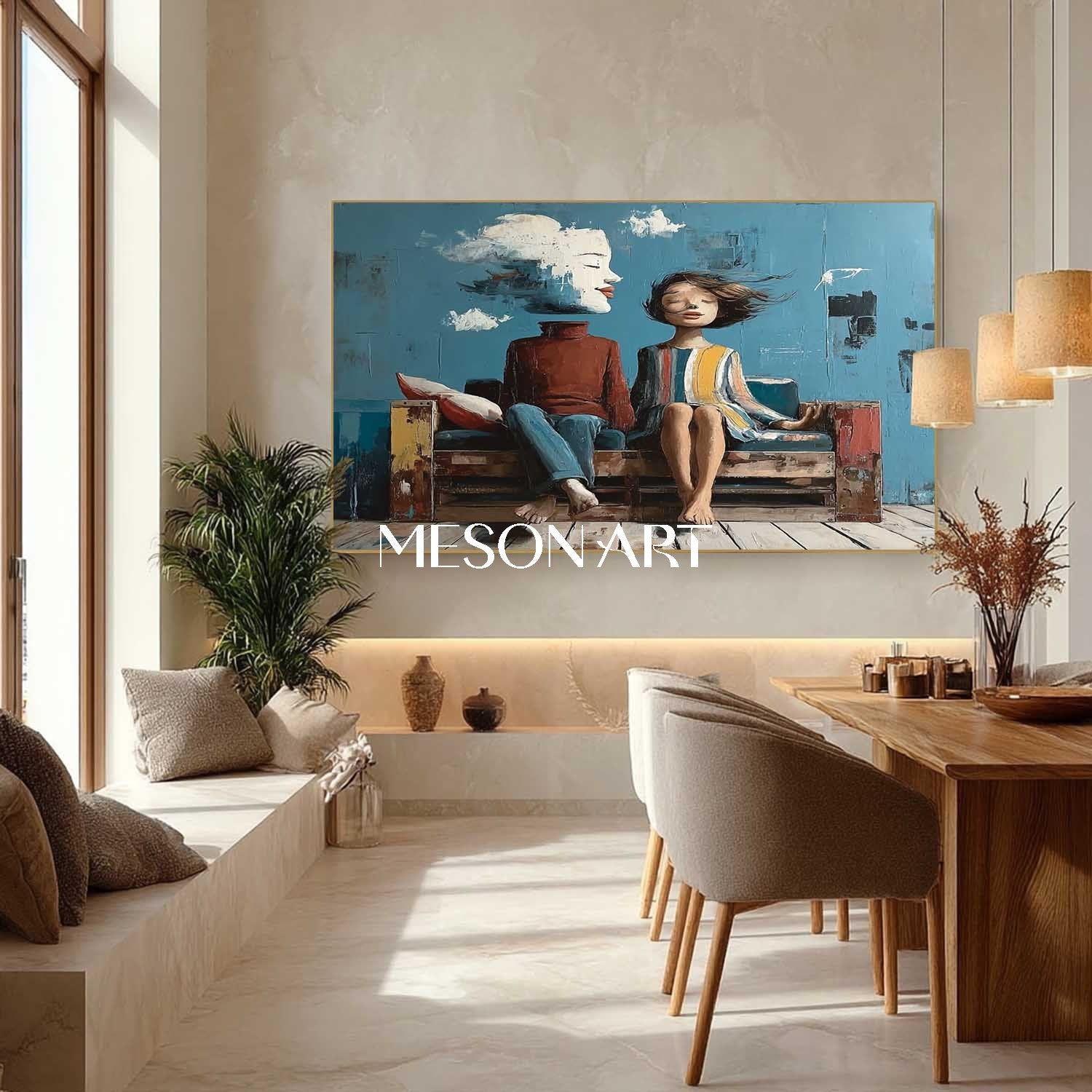 Abstract Children in the Wind – Dreamlike Cloudscape Surrealist Wall Art