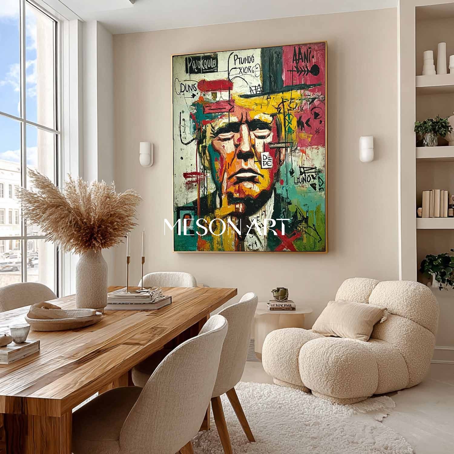 Contemporary Graffiti Portrait Painting Bold Color Expressionist Style