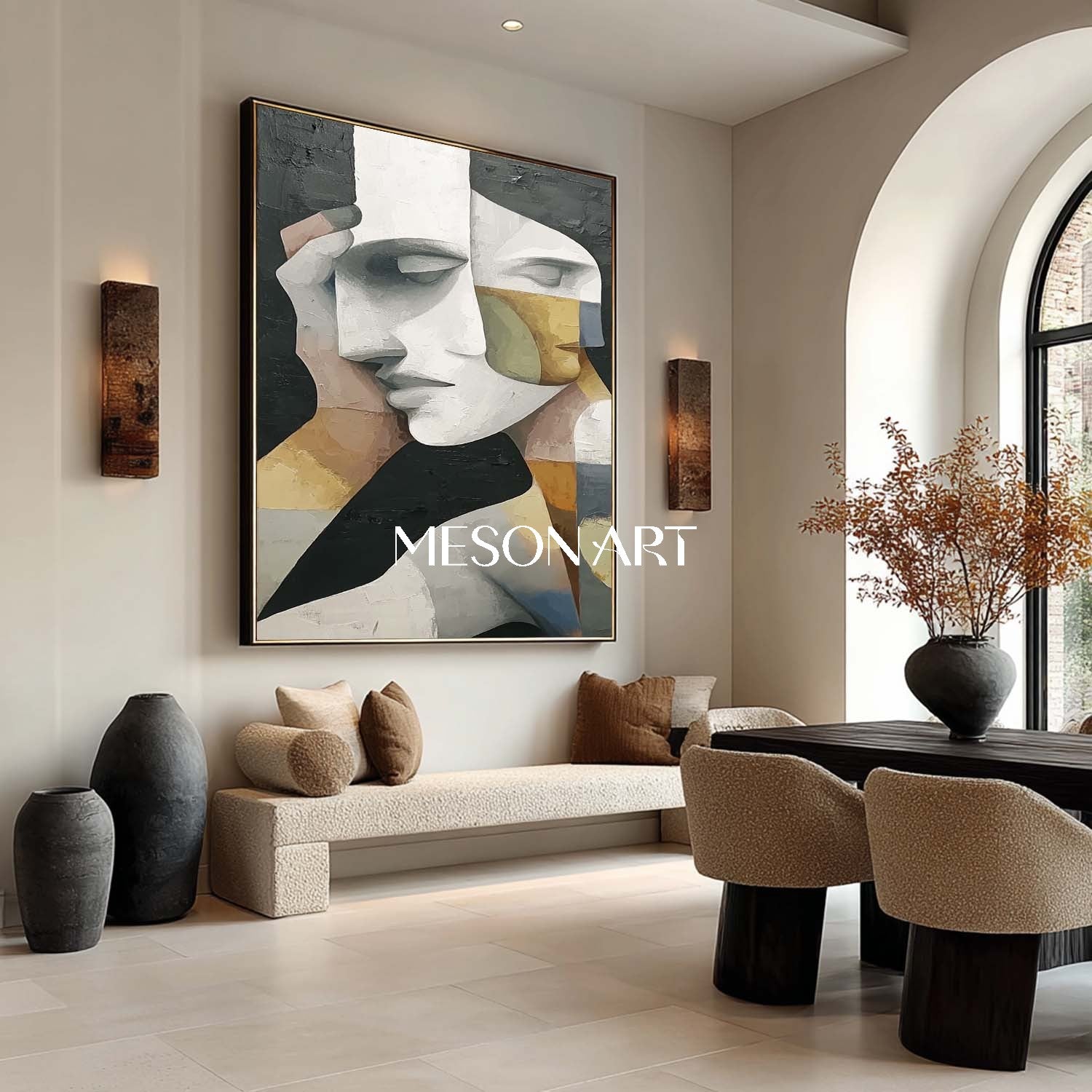 Shop Original Vertical Picasso Portrait Black Gold Abstract Cubism Art