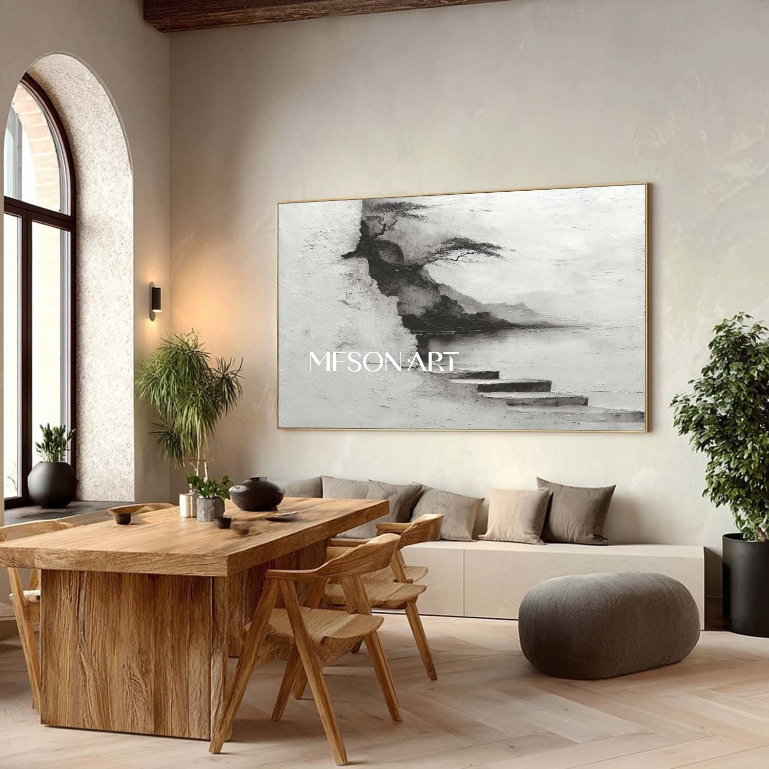 Black and white ink landscape paintings Wabi-sabi wall art decoration Ink landscape paintings