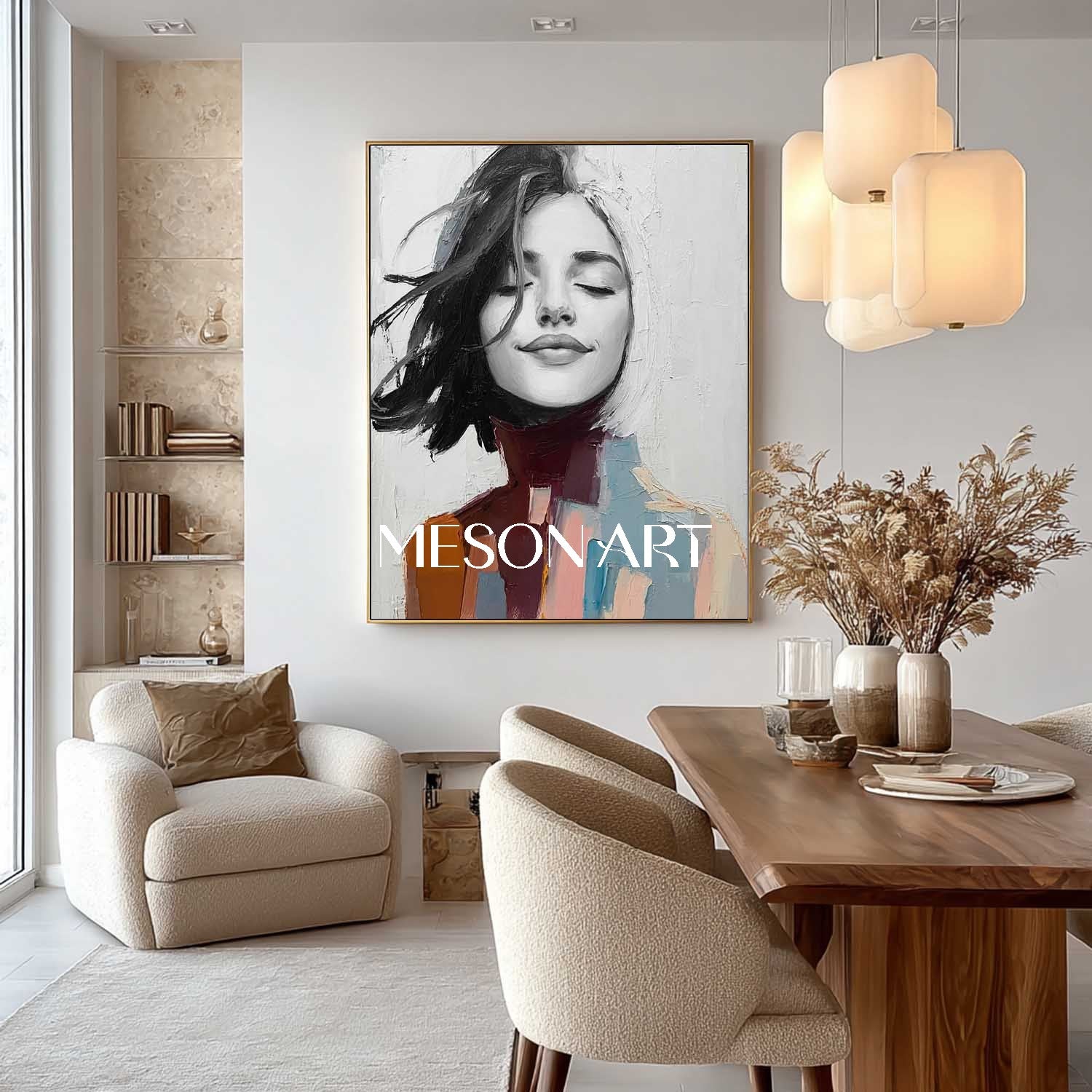 Surreal Female Portrait Painting – Dreamlike Woman’s Face Canvas Art | Mesonart