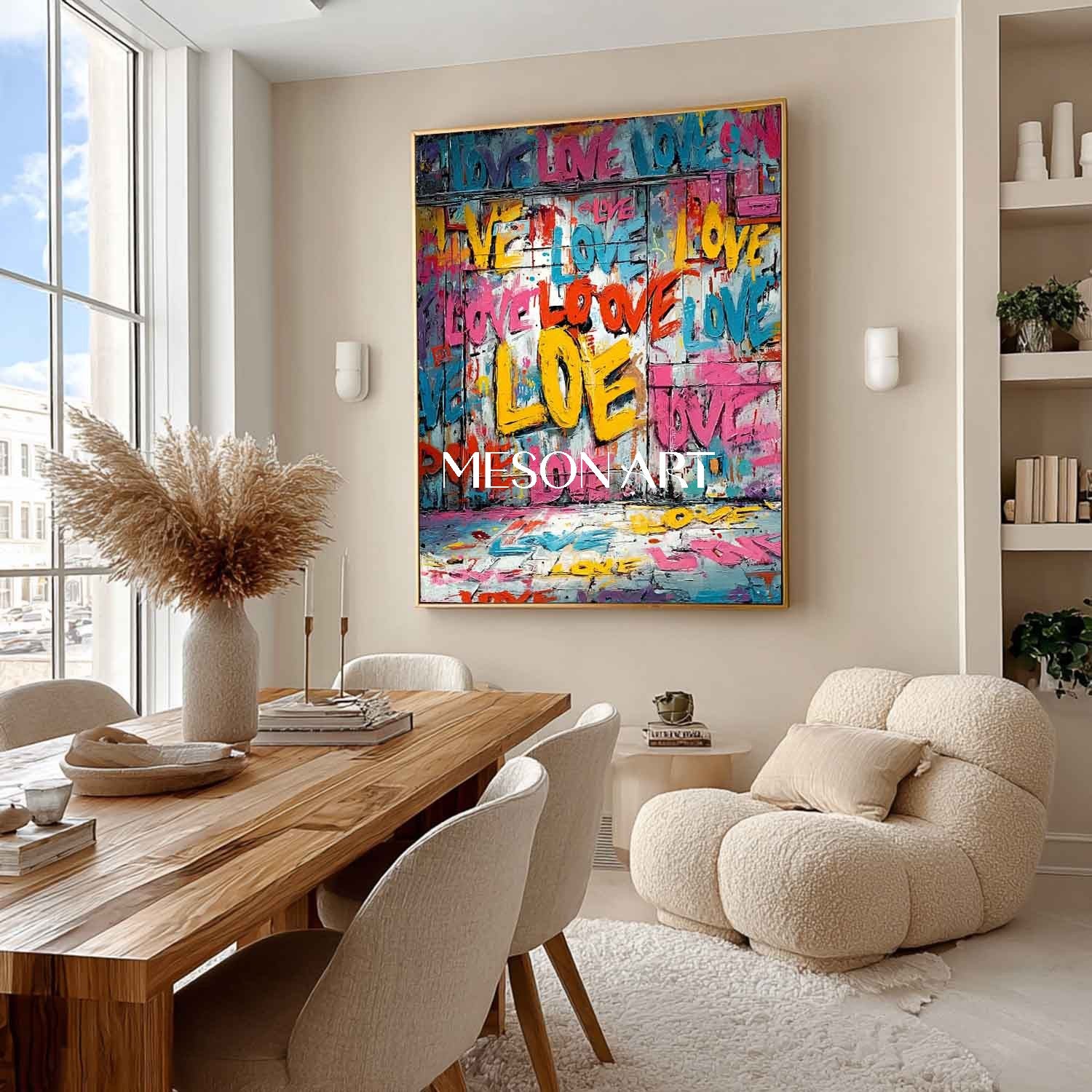 LOVE Graffiti Abstract Canvas Art New House Wall Decoration Ideas Valentine's Day LOVE Artwork Gift