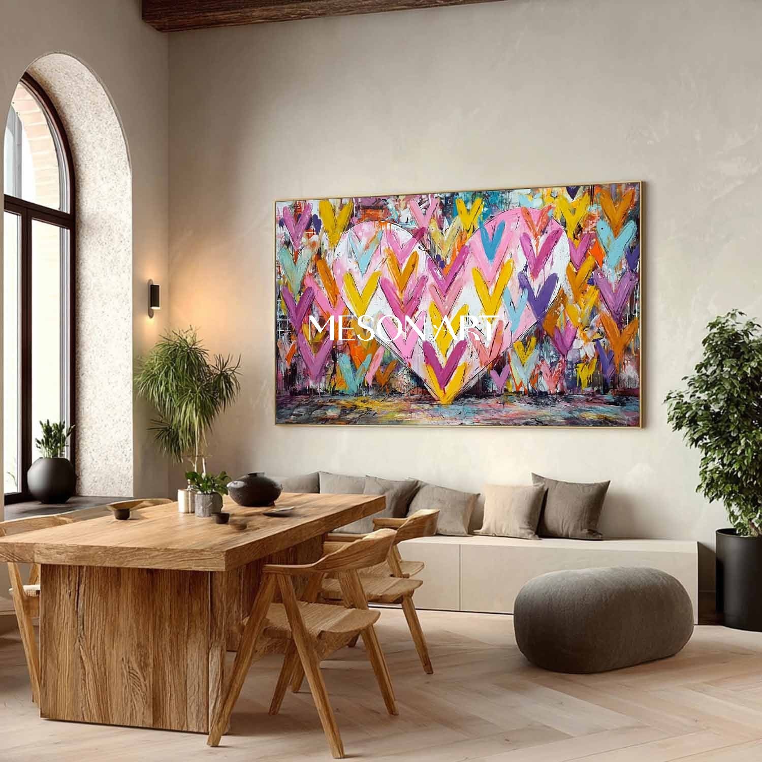 Large Heart Graffiti Abstract Canvas Art Heart Wall Decor Ideas Valentine's Day LOVE Artwork Gift