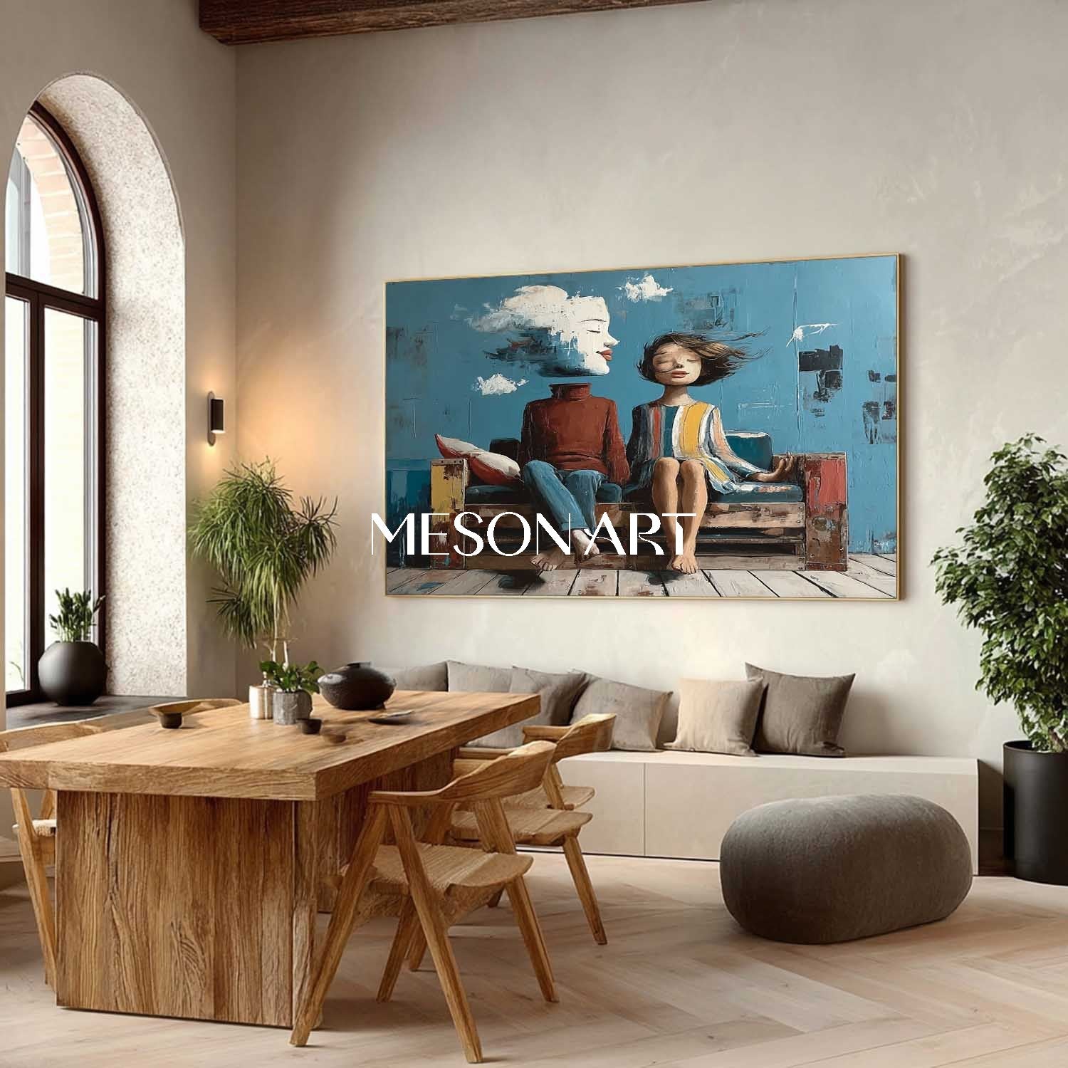 Abstract Children in the Wind – Dreamlike Cloudscape Surrealist Wall Art