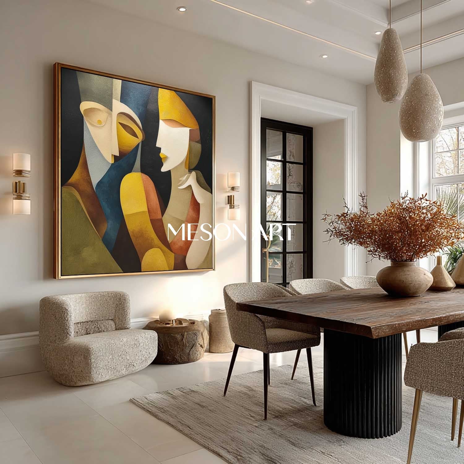 Original Textured Picasso Inspired Figures Colorful Wall Art On Sale